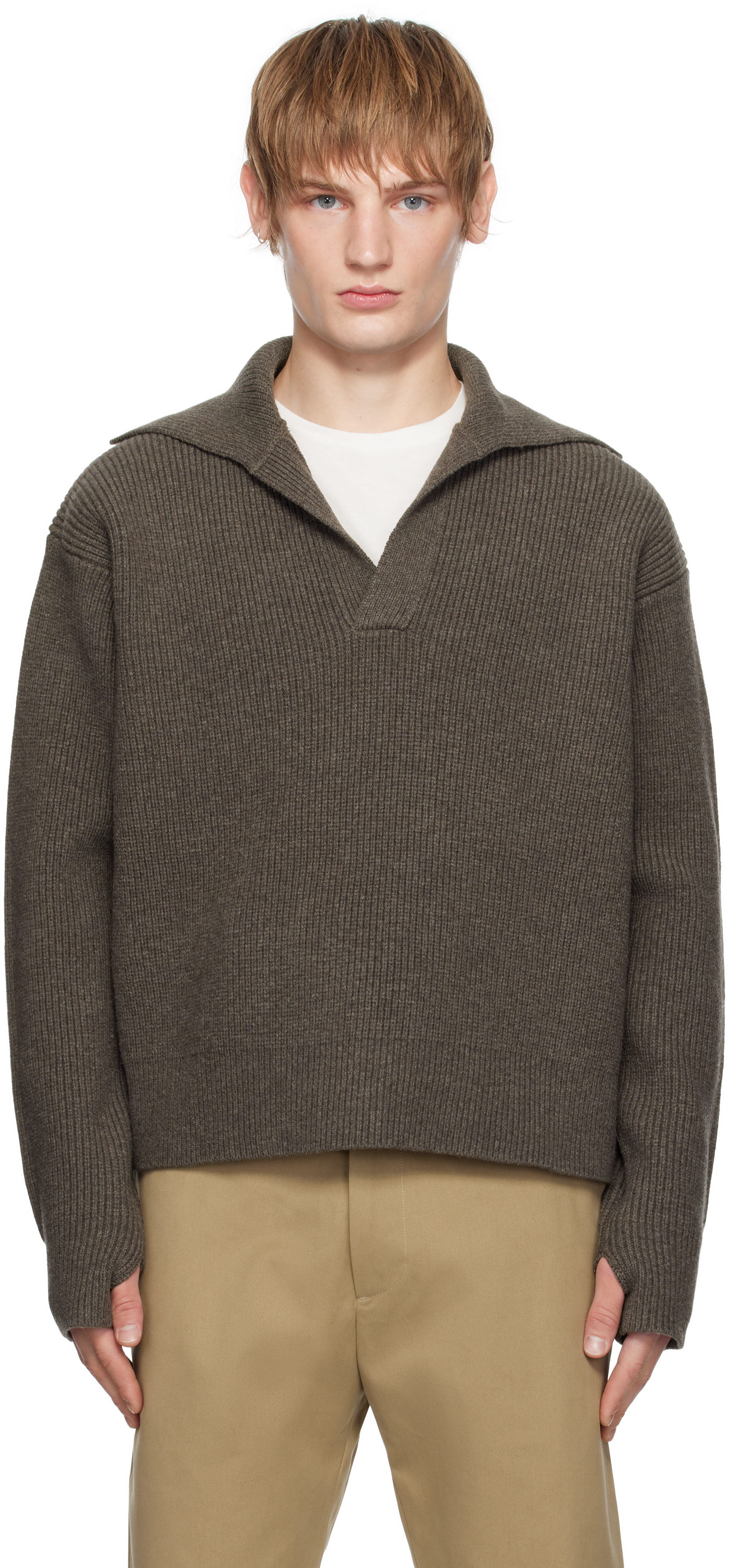 STUDIO NICHOLSON ブラウン ポロシャツ M STUDIO NICHOLSON ブラウン ポロシャツ M