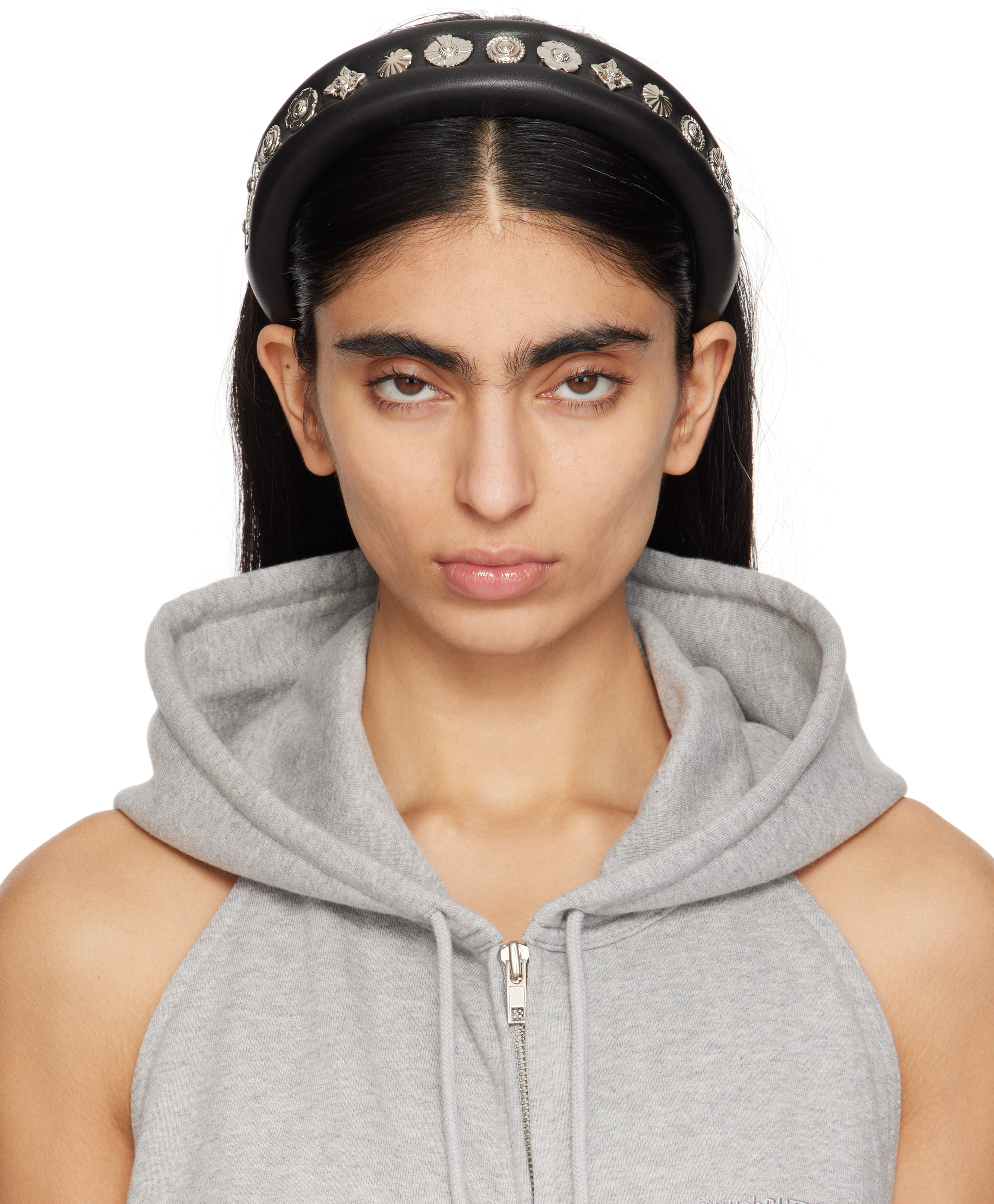 Black 1 Faux-Leather Headband by Toga Pulla on Sale