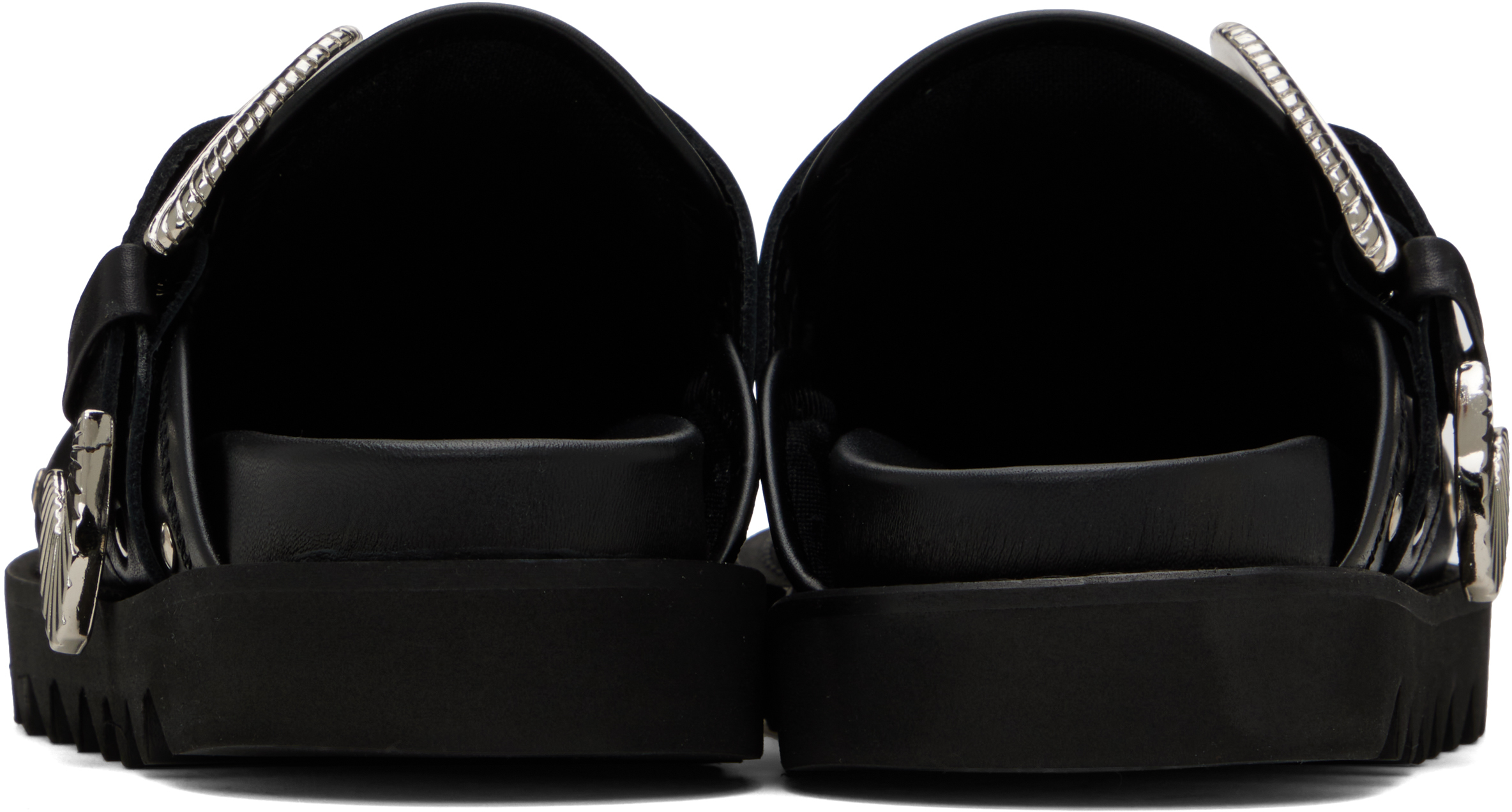 Shop Toga Black Eyelet Metal Sabot Slip-on Loafers In Aj1058 Black