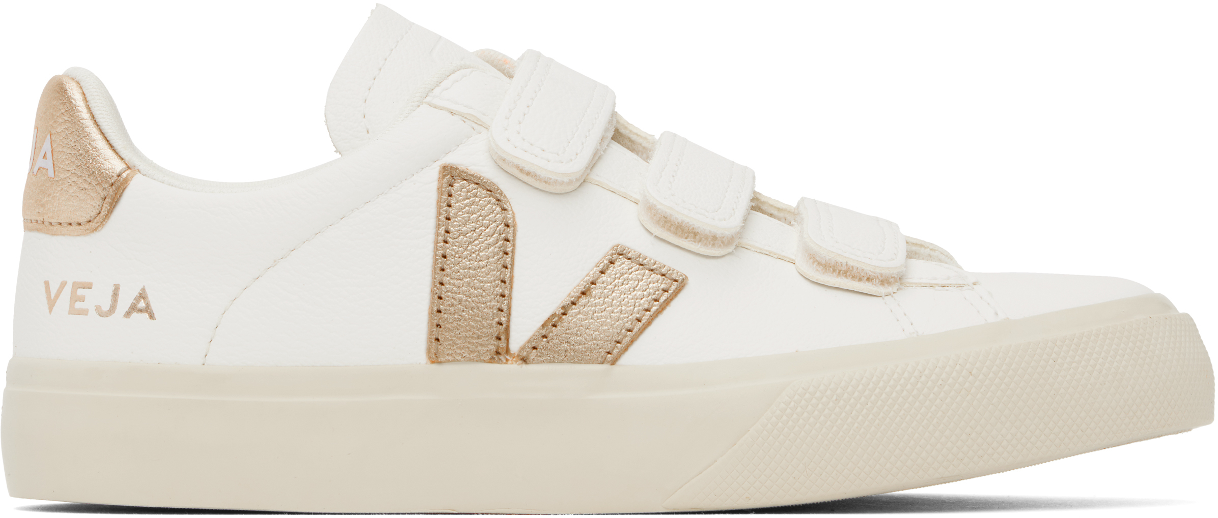 スニーカー Recife Logo Sneakers - Veja - Leather - Gold Recife - Platine + White – Sattva Boutique