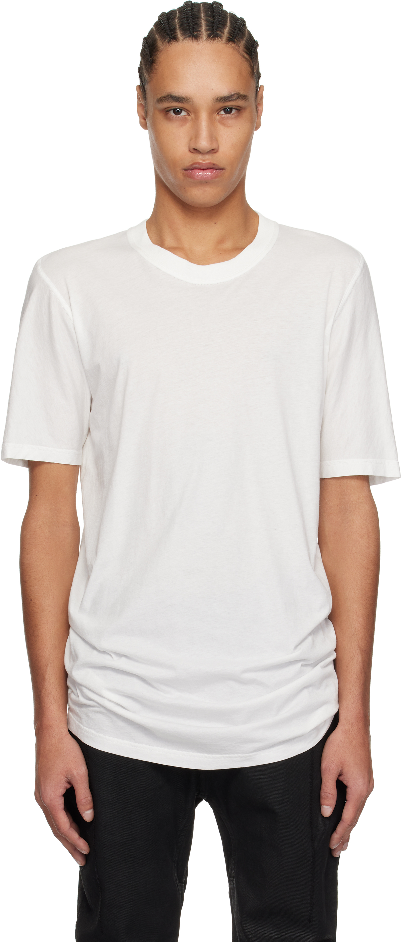 BORIS BIDJAN SABERI DROP CLOTCH WIDE TAPERED PANTS / NATURAL