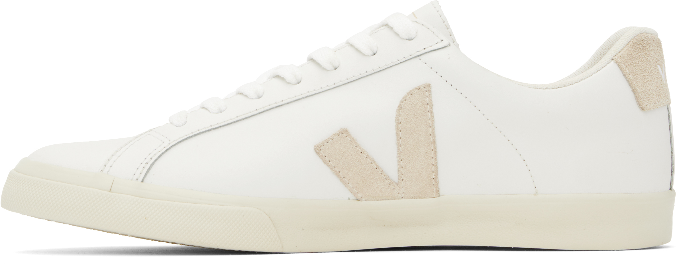 VEJA WHITE & BEIGE ESPLAR LEATHER SNEAKERS