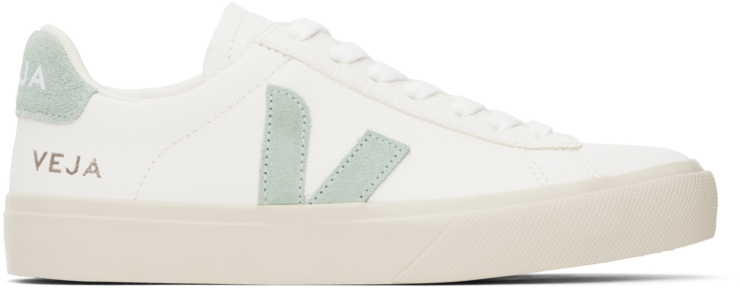 VEJA: ホワイト＆グリーン Campo レザースニーカー | SSENSE 日本