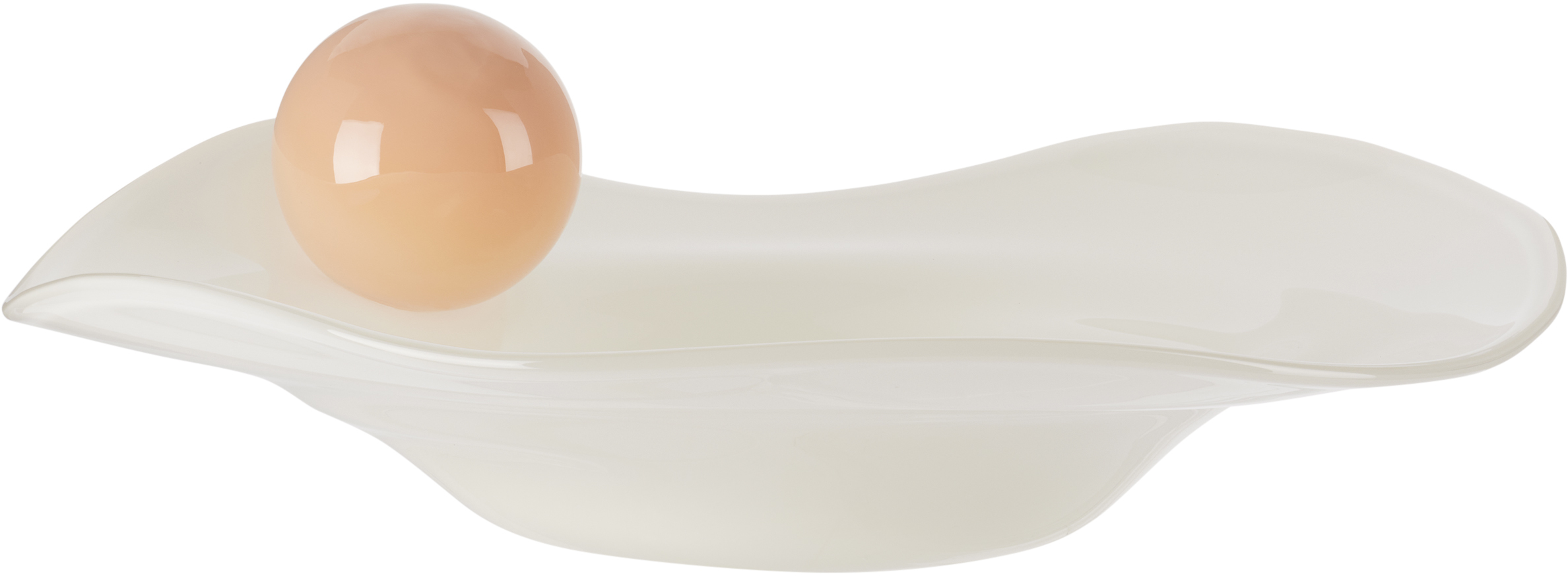 Helle Mardahl Off-white & Orange 'the Bowl With A Twist' Bowl In Creamy Melon & Cocon