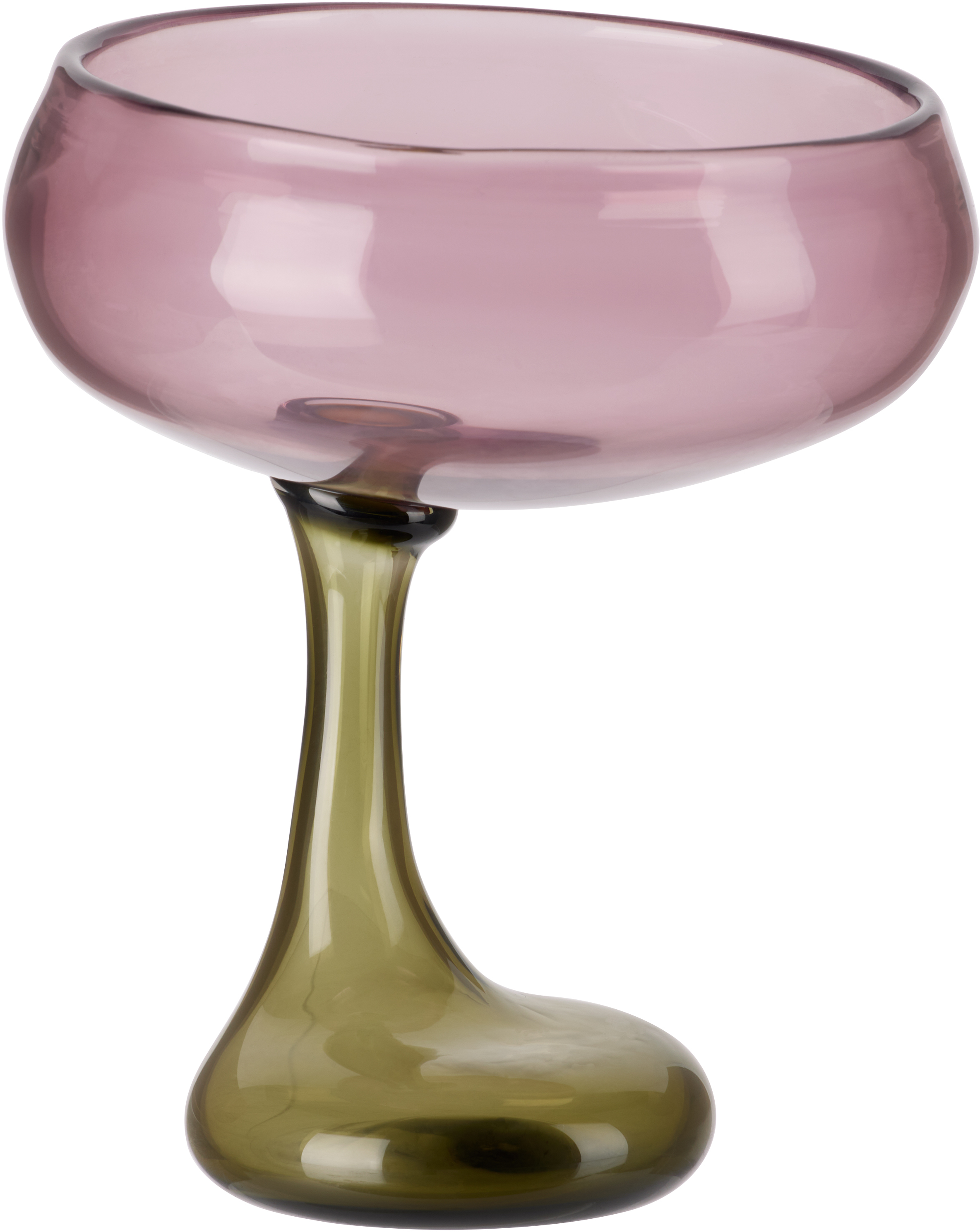 HELLE MARDAHL PURPLE & KHAKI BON BON 'THE SIGNATURE GLASS' COCKTAIL GLASS