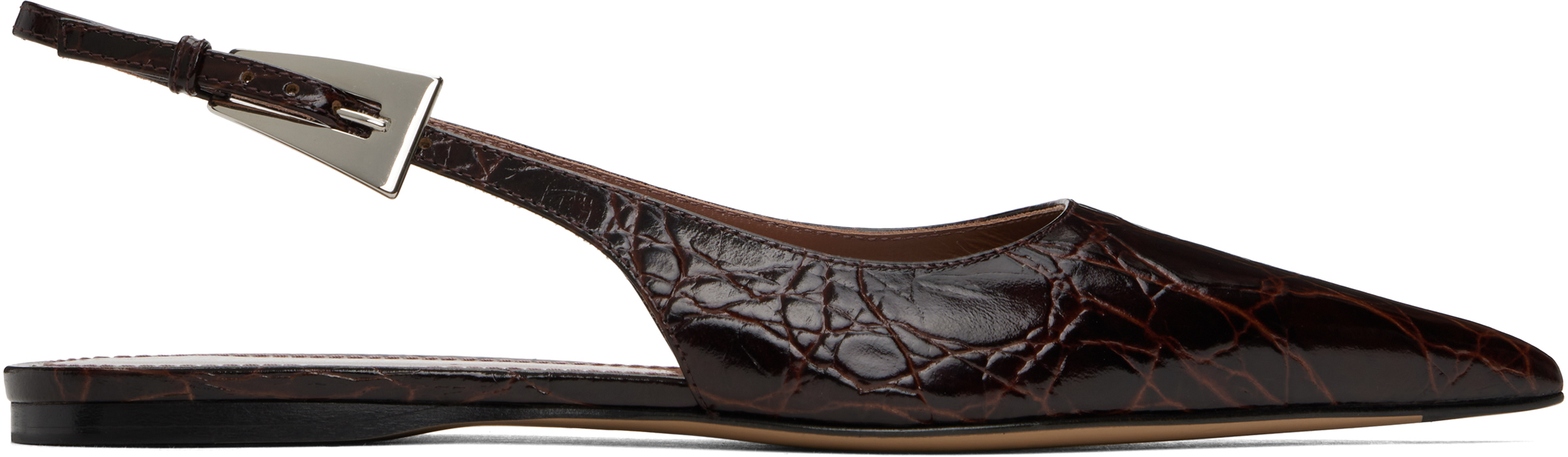 パンプス Paris Texas Jessica Slingback Flat 10 Jessica 10 patent leather slingback flats in brown - Paris
