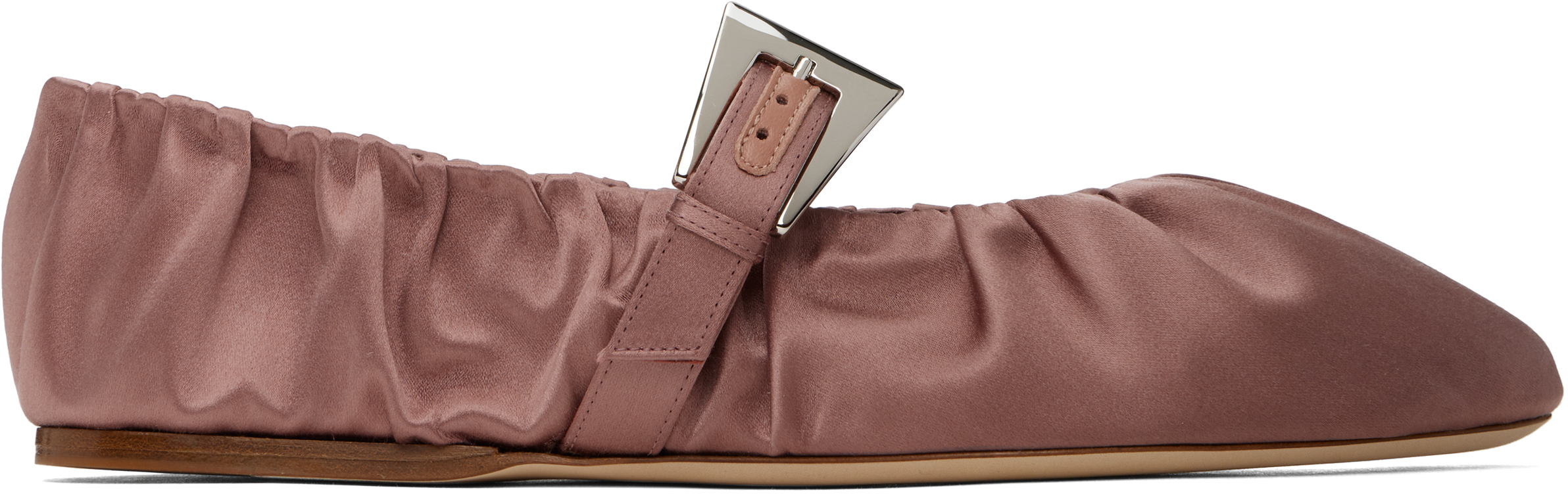 Pink Sveva Plisse Buckle Ballerina Flats