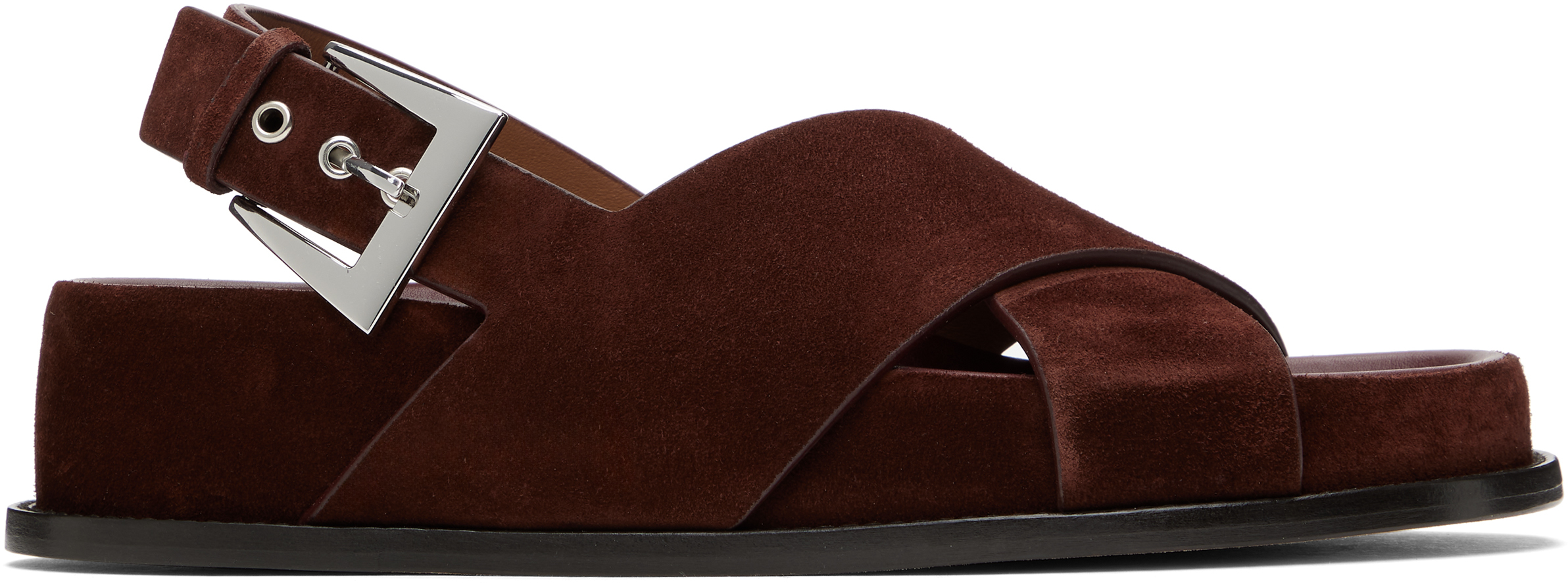 Shop Paris Texas Brown Brooklyn Flat Sandals In Mogano