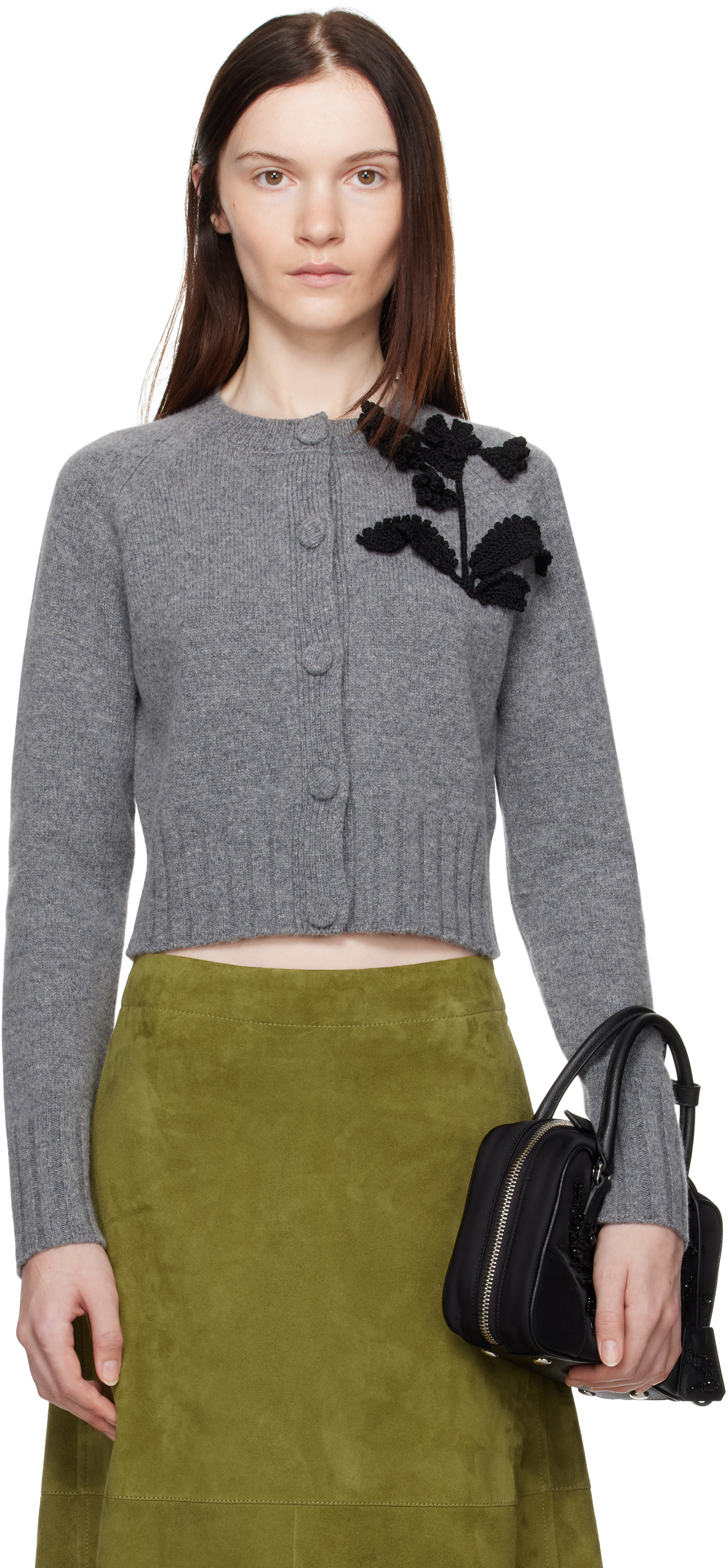 Gray Cropped Cardigan