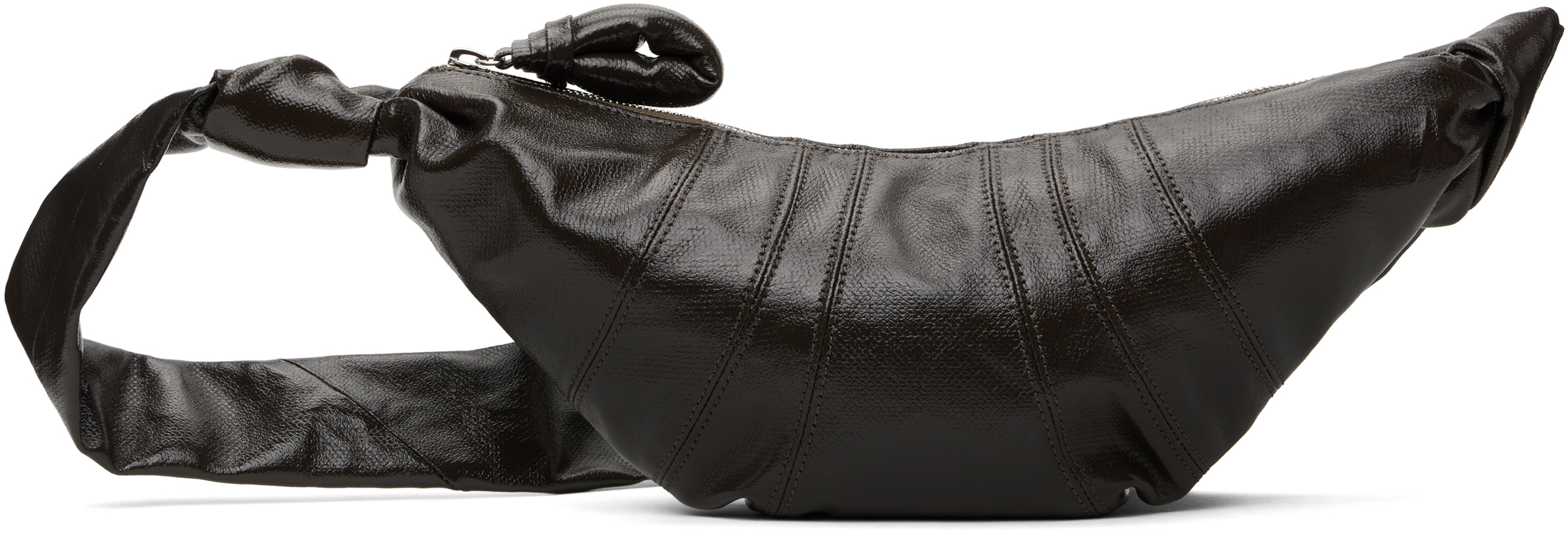 Lemaire Brown Small Croissant Bag In Br501 Dark Tobacco