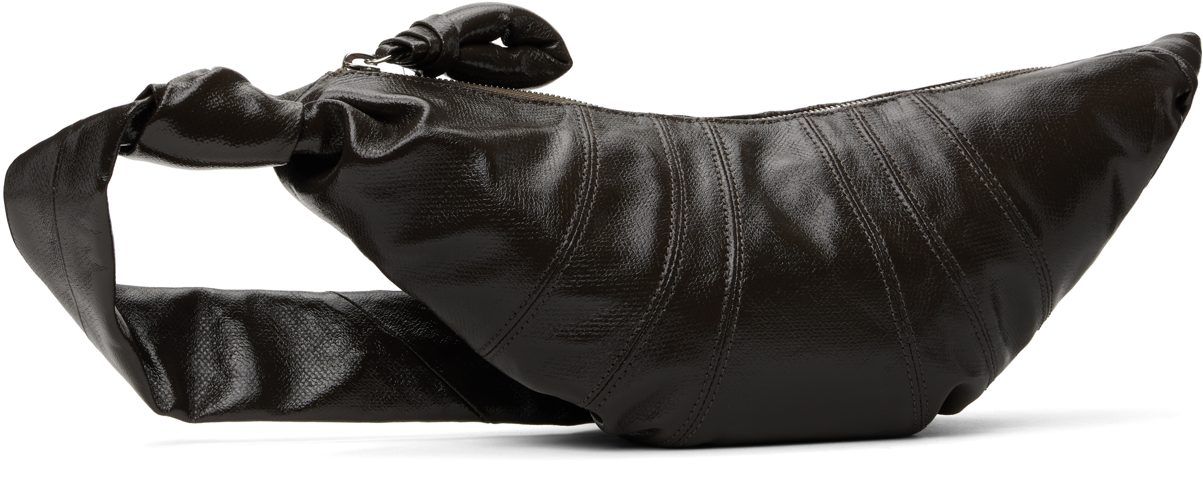 Lemaire Brown Small Croissant Bag In Br501 Dark Tobacco