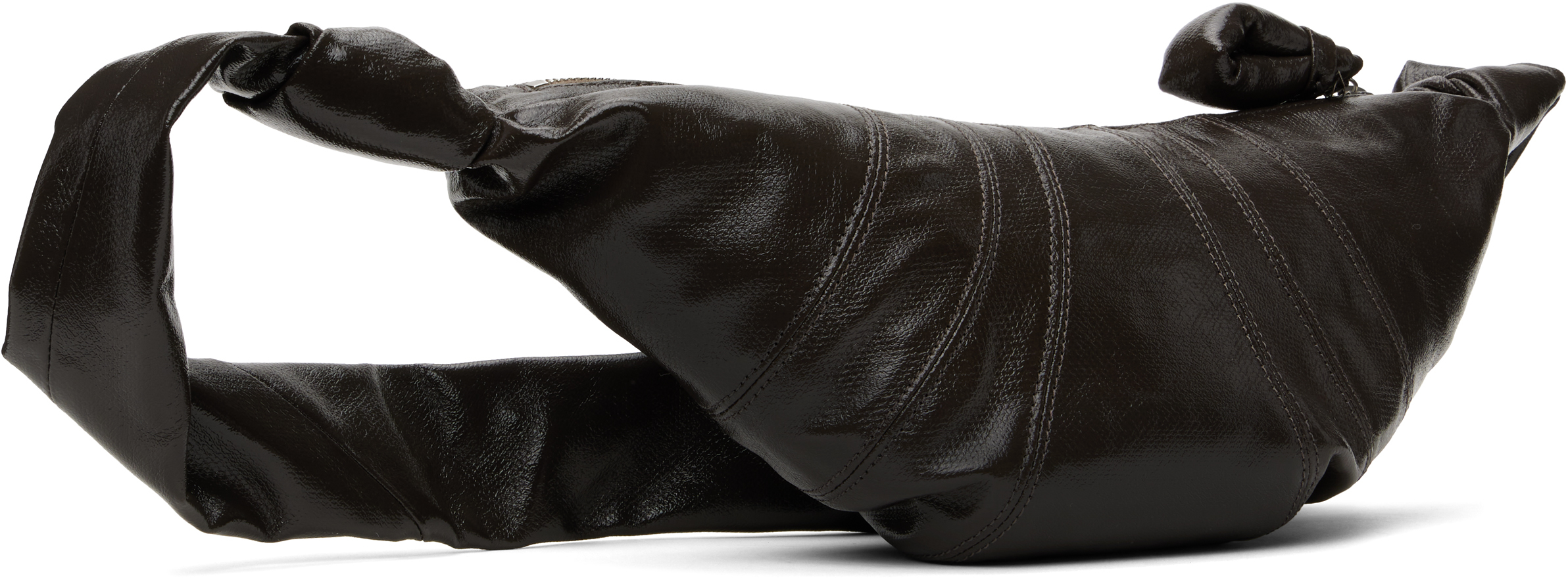 Lemaire Brown Small Croissant Bag In Br501 Dark Tobacco