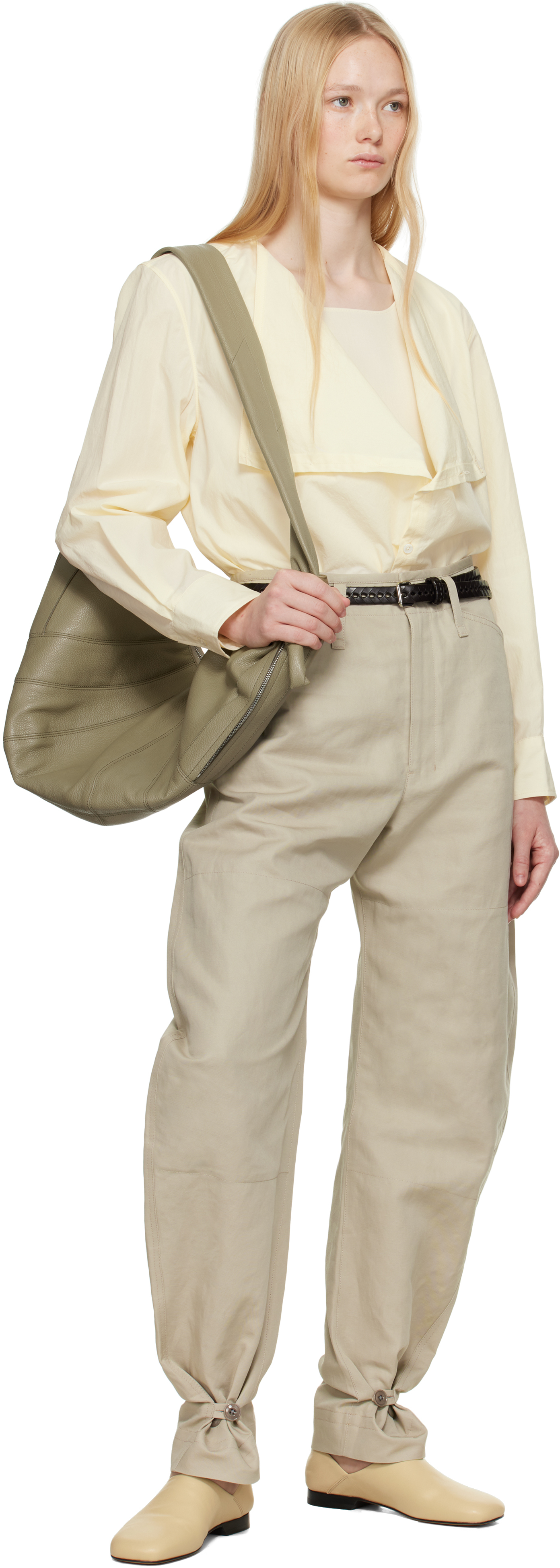 Lemaire Khaki Large Croissant Bag In Gr641 Dusty Khaki