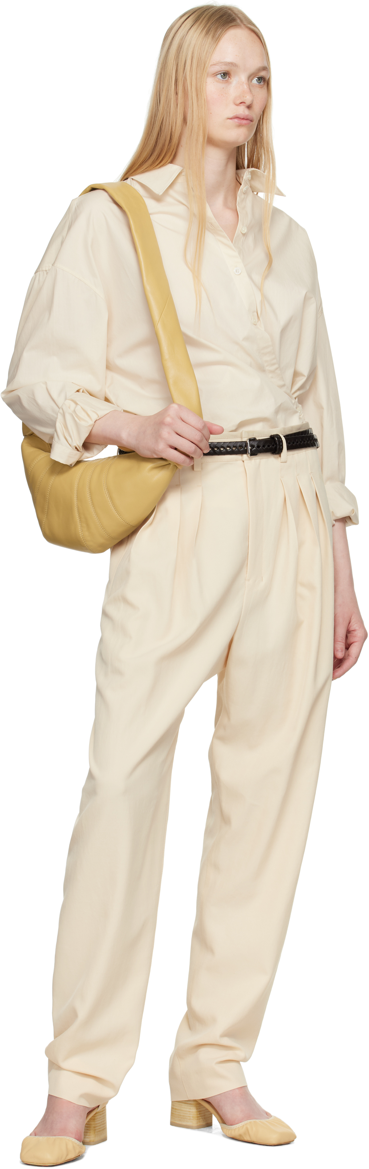 Lemaire Yellow Small Croissant Bag In Bg245 Ginger