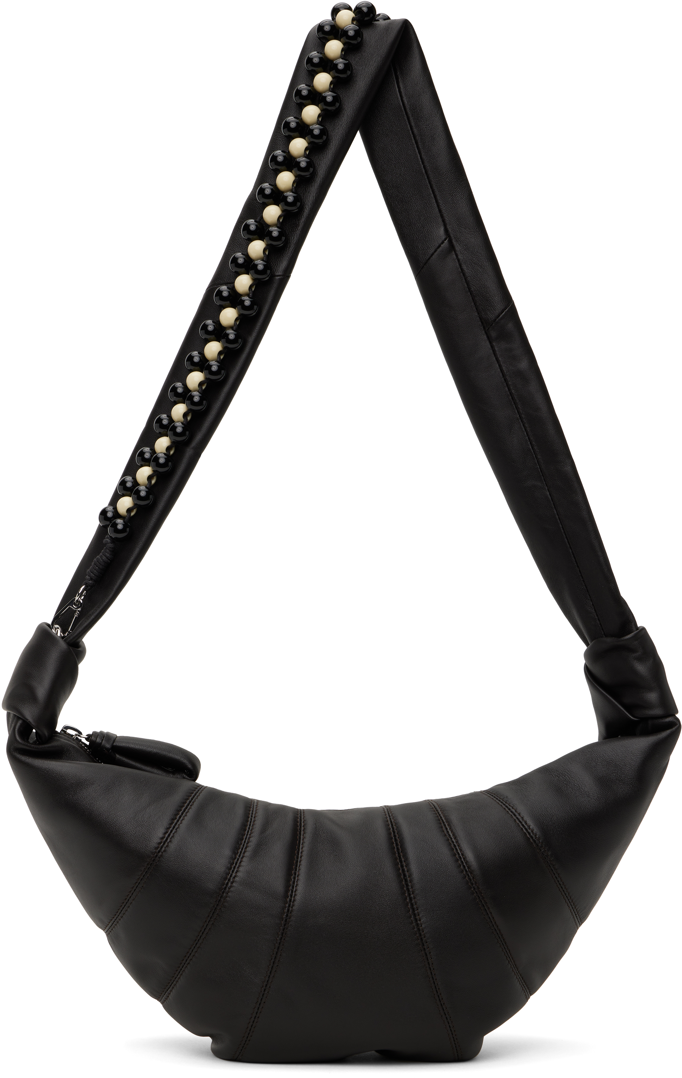 Brown Pearls Medium Croissant Bag