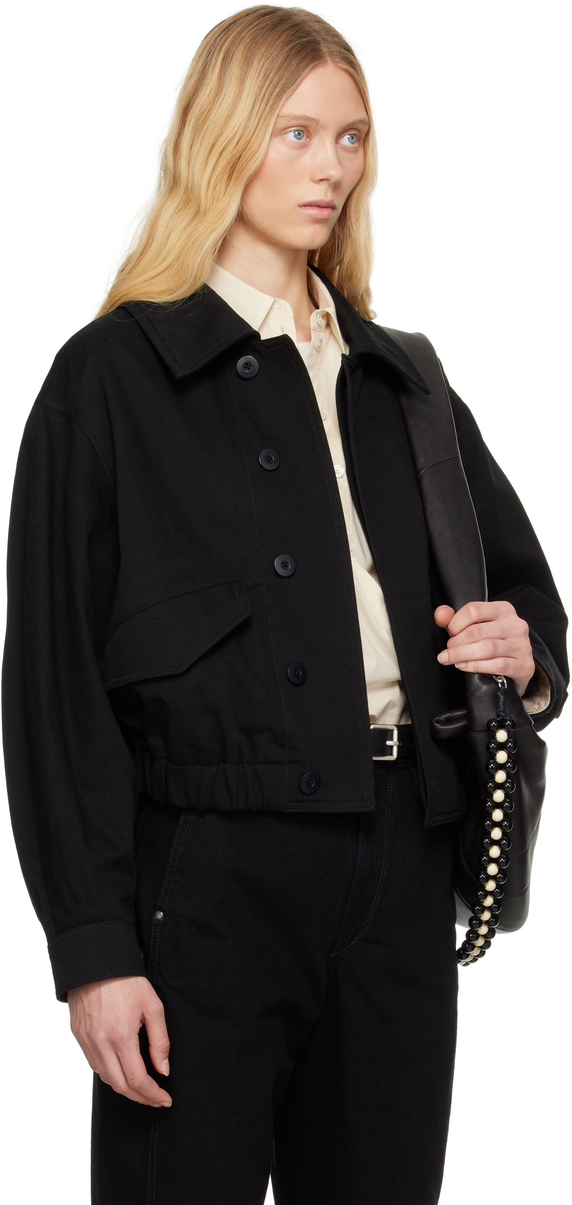 Lemaire Black Short Bomber Jacket In Bk999 Black