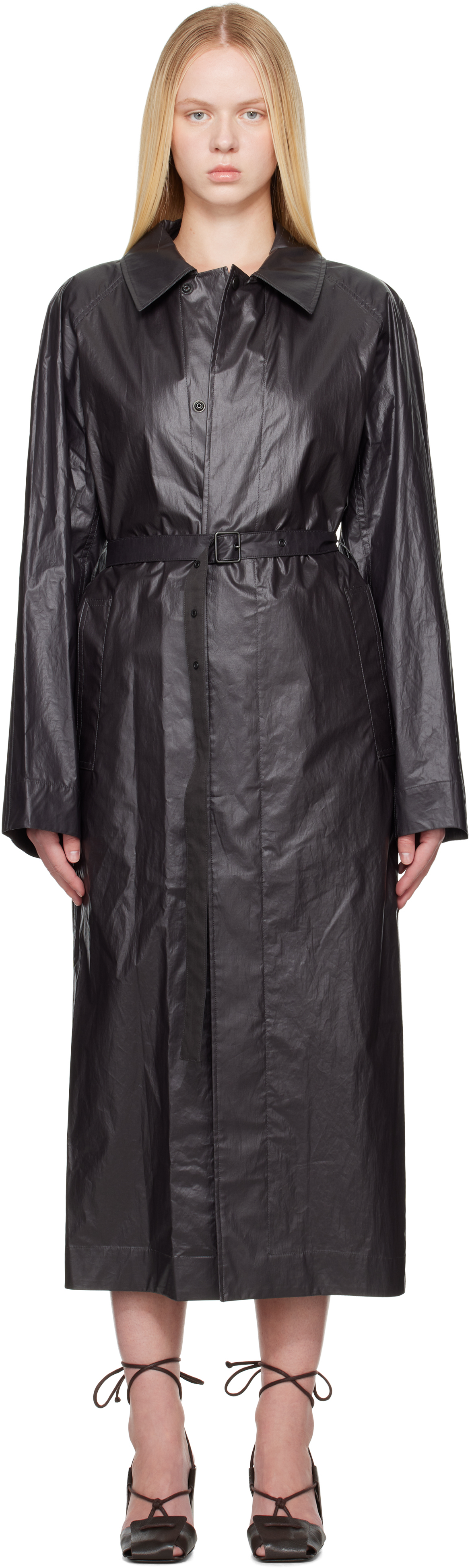 Black Light Belted Coat