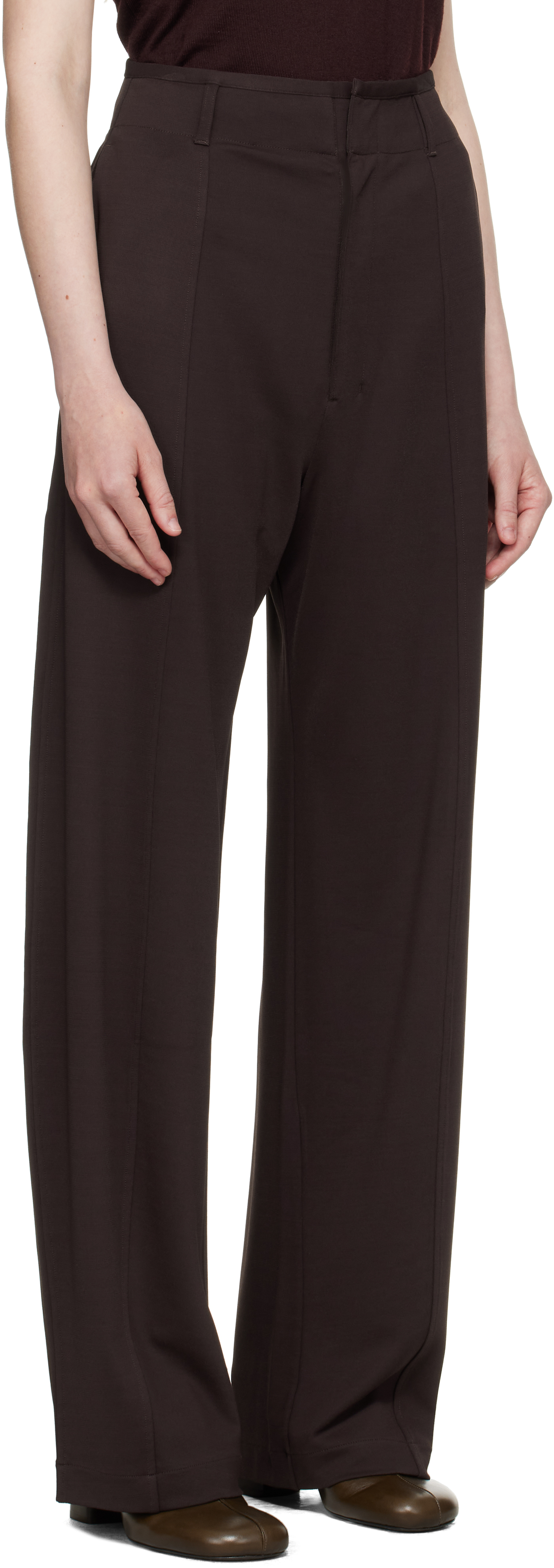 Lemaire Brown Relaxed Volume Trousers In Brown