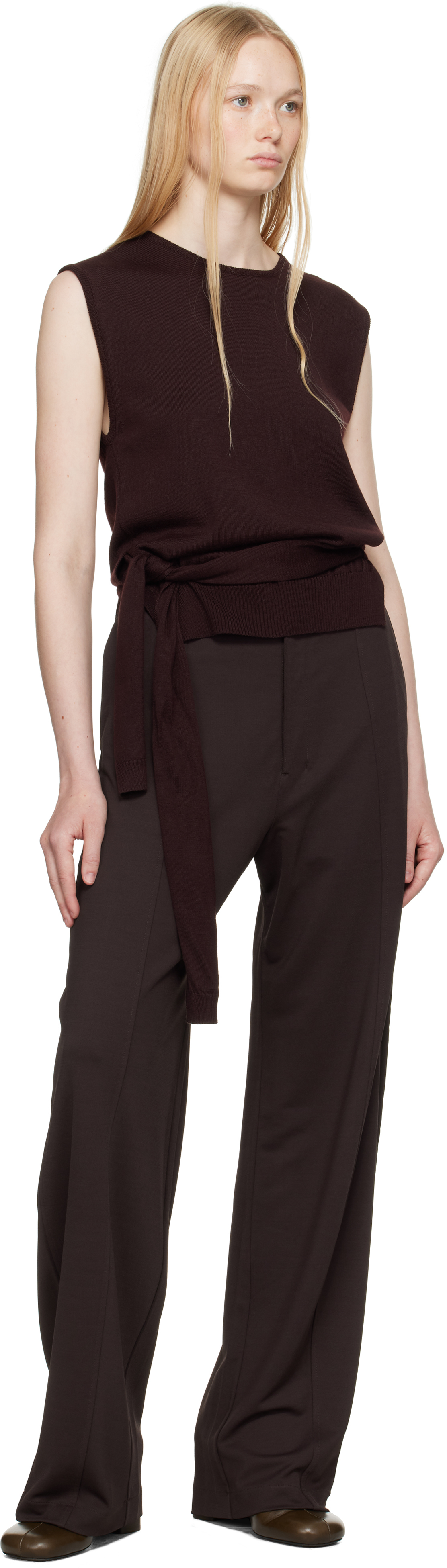Lemaire Brown Relaxed Volume Trousers In Brown