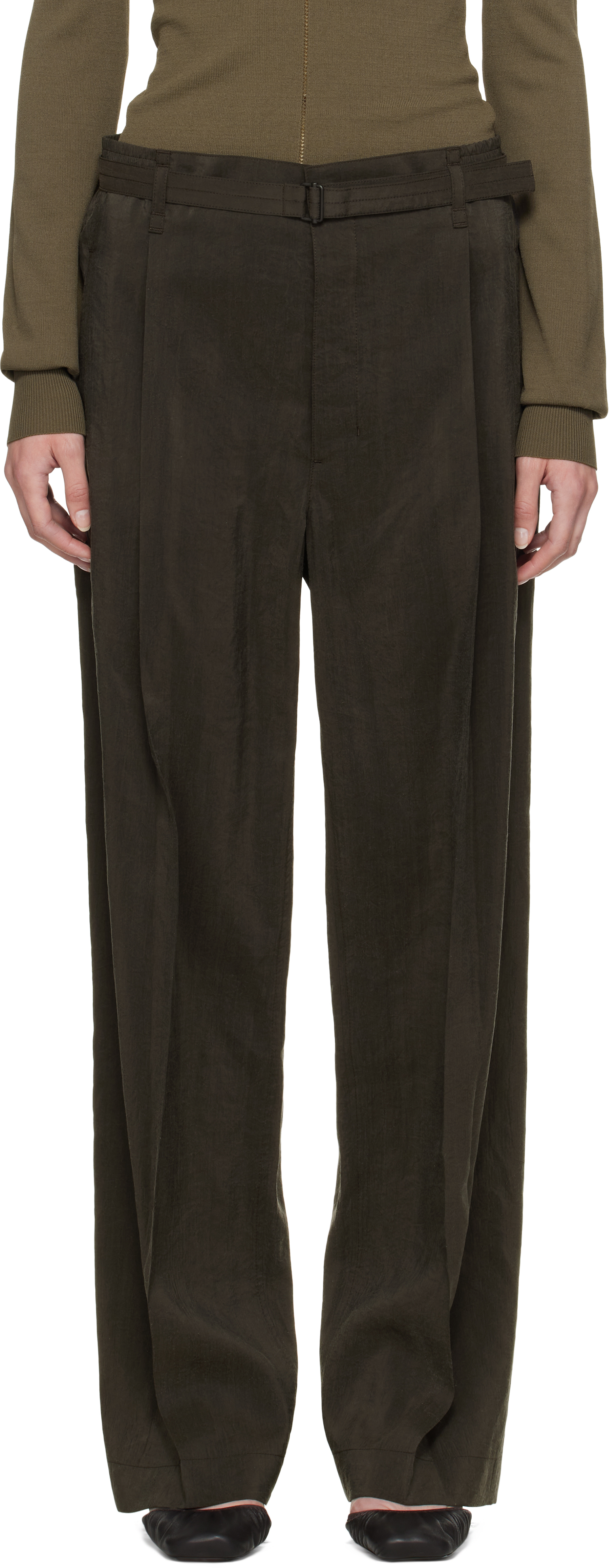 Brown Belted Relaxed Trousers