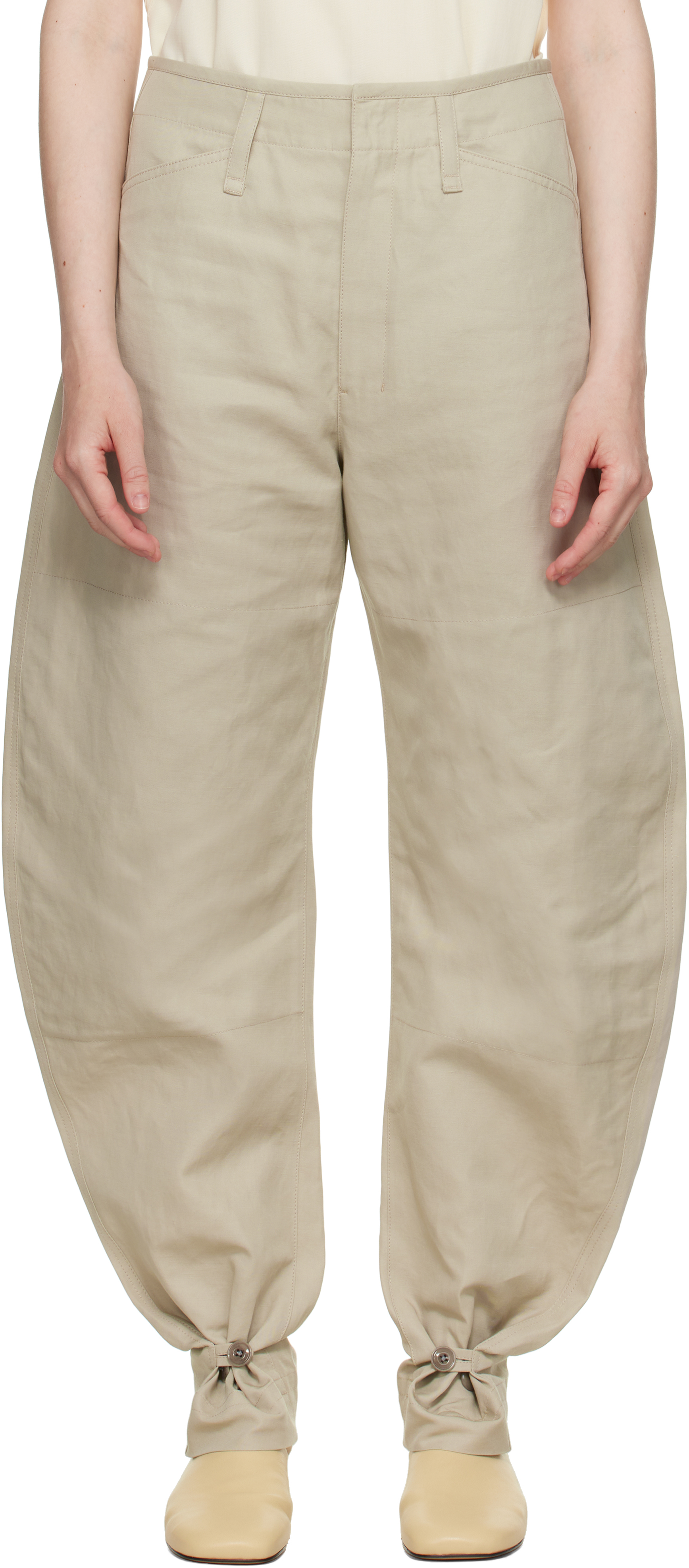 LEMAIRE: Beige Tapered Trousers | SSENSE LEMAIRE: Beige Tapered Trousers | SSENSE