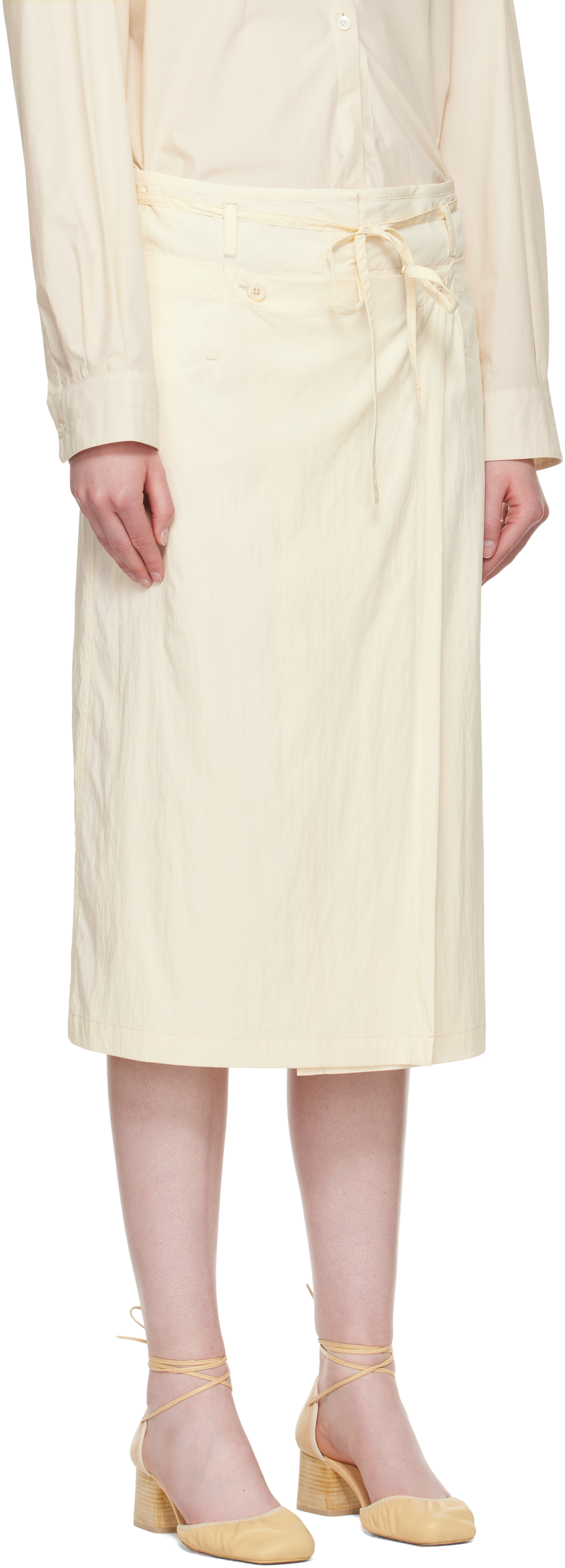 Shop Lemaire Off-white Convertible Midi Skirt