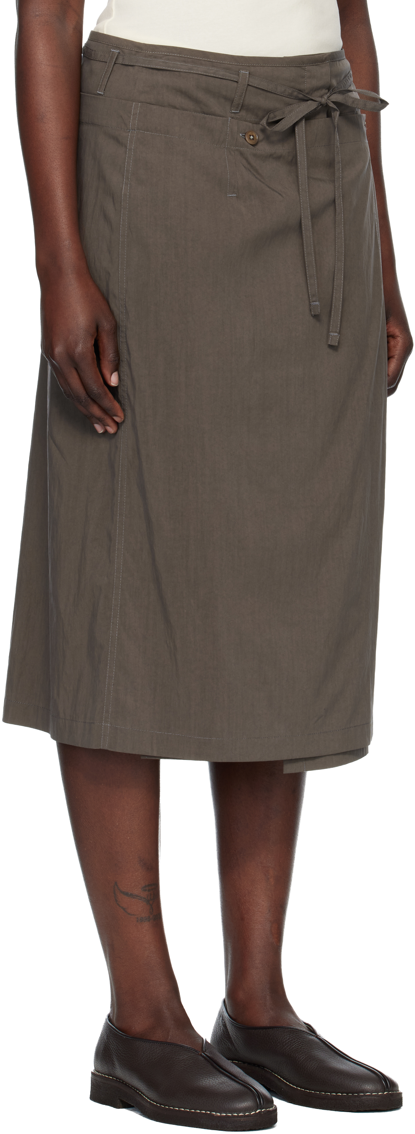 Lemaire Brown Convertible Midi Skirt In Gray