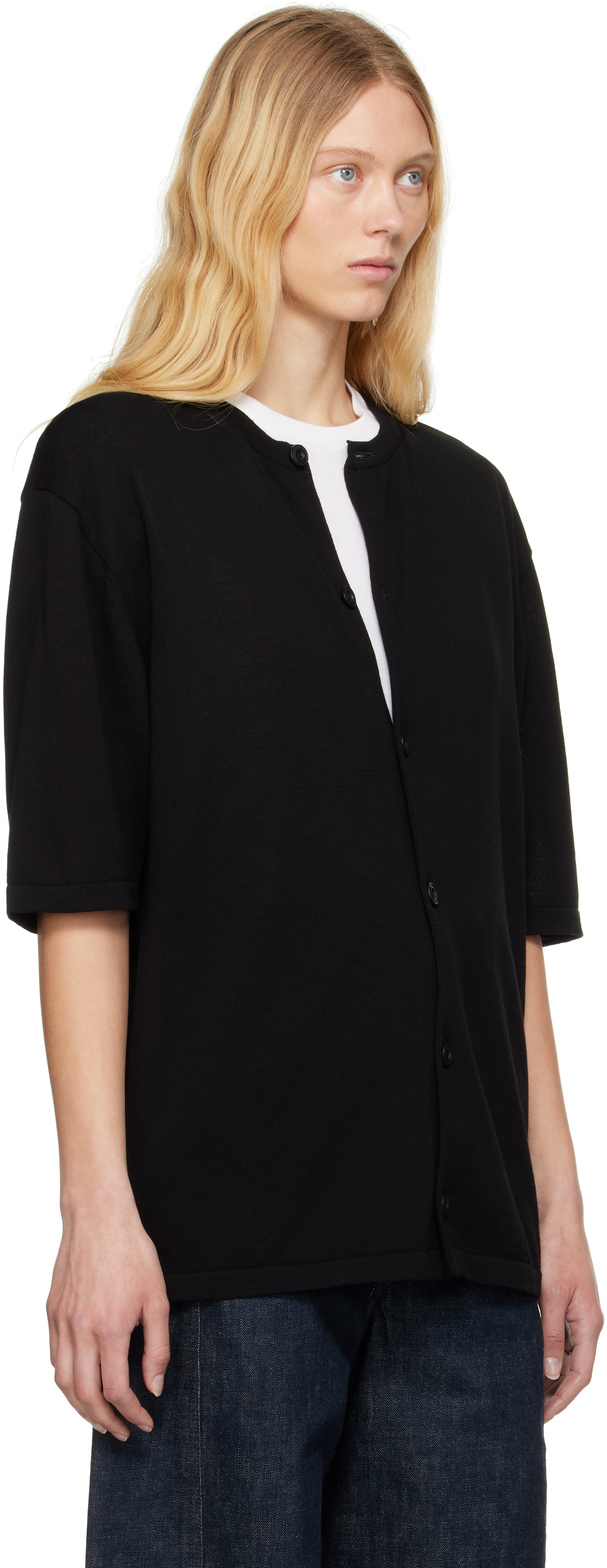 Lemaire Black Short Sleeve Overshirt In Black