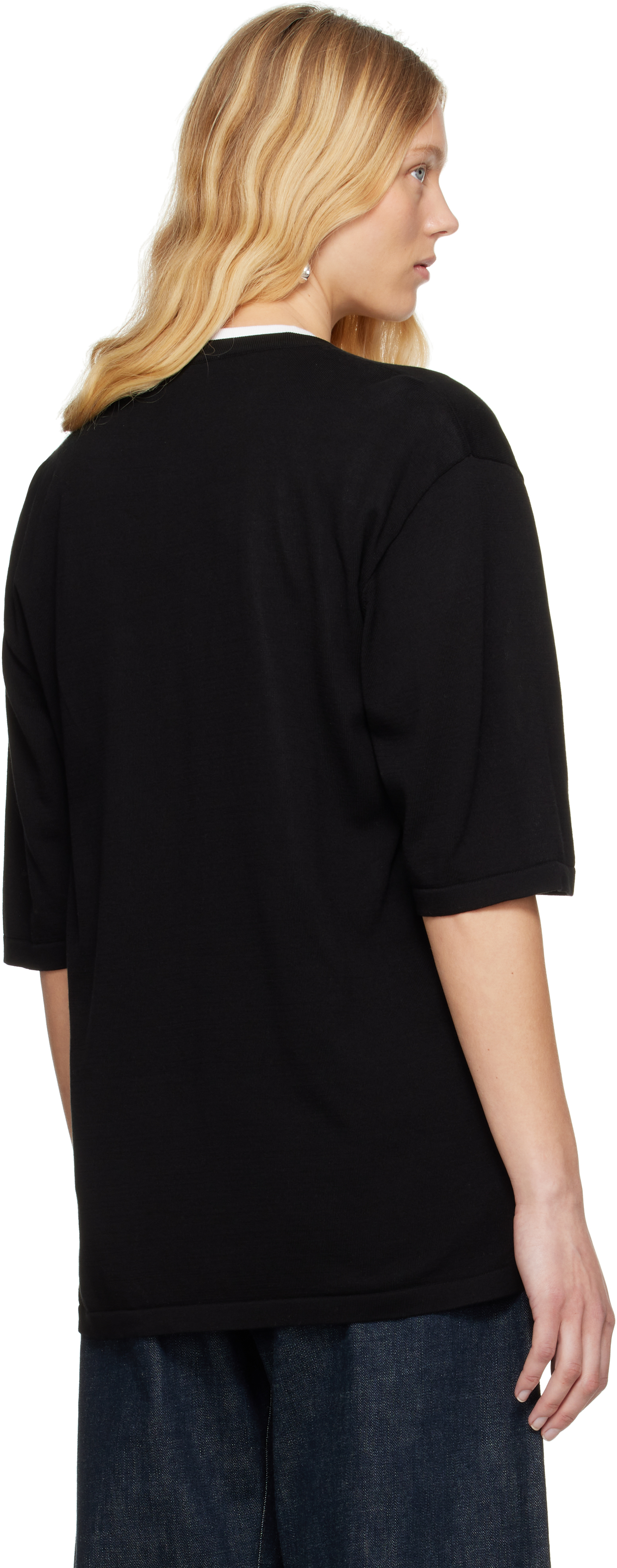 Lemaire Black Short Sleeve Overshirt In Black
