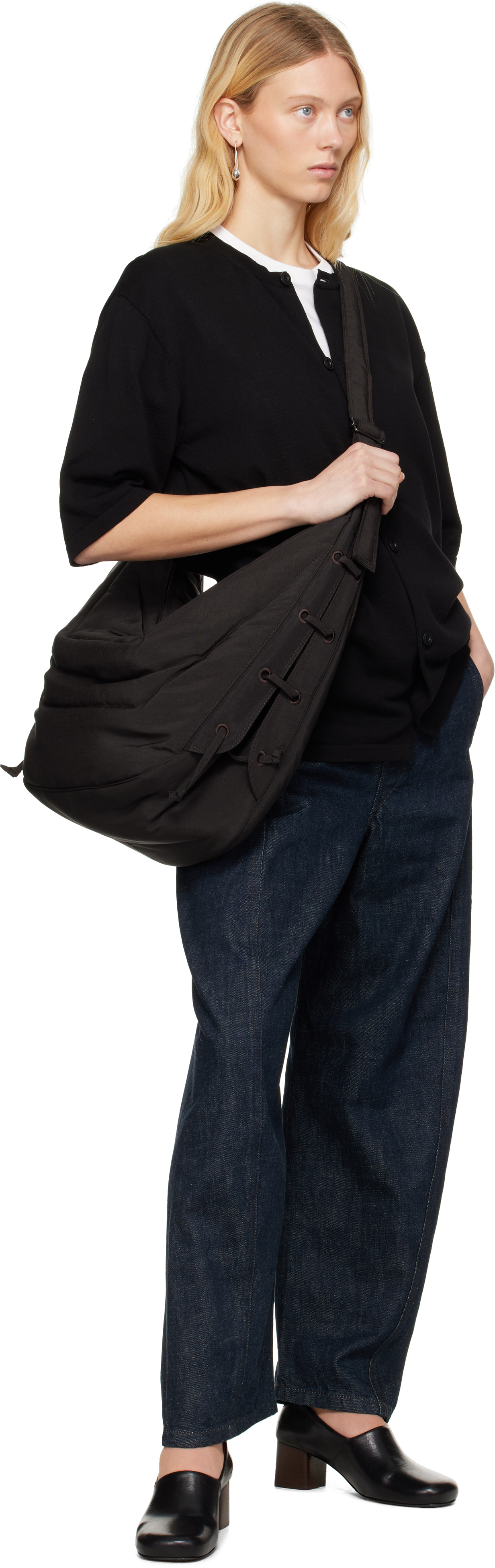 Lemaire Black Short Sleeve Overshirt In Black