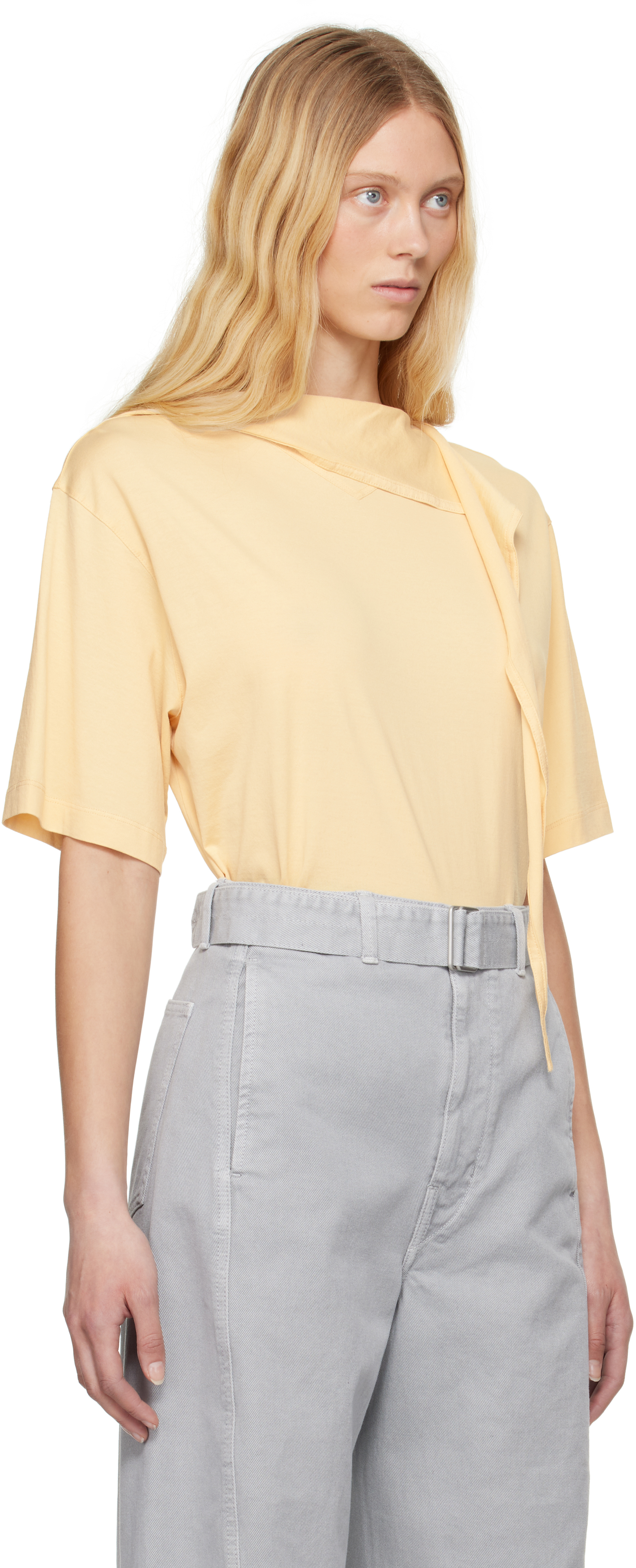 Lemaire Yellow Foulard T-shirt In Ye504 Ice Apricot