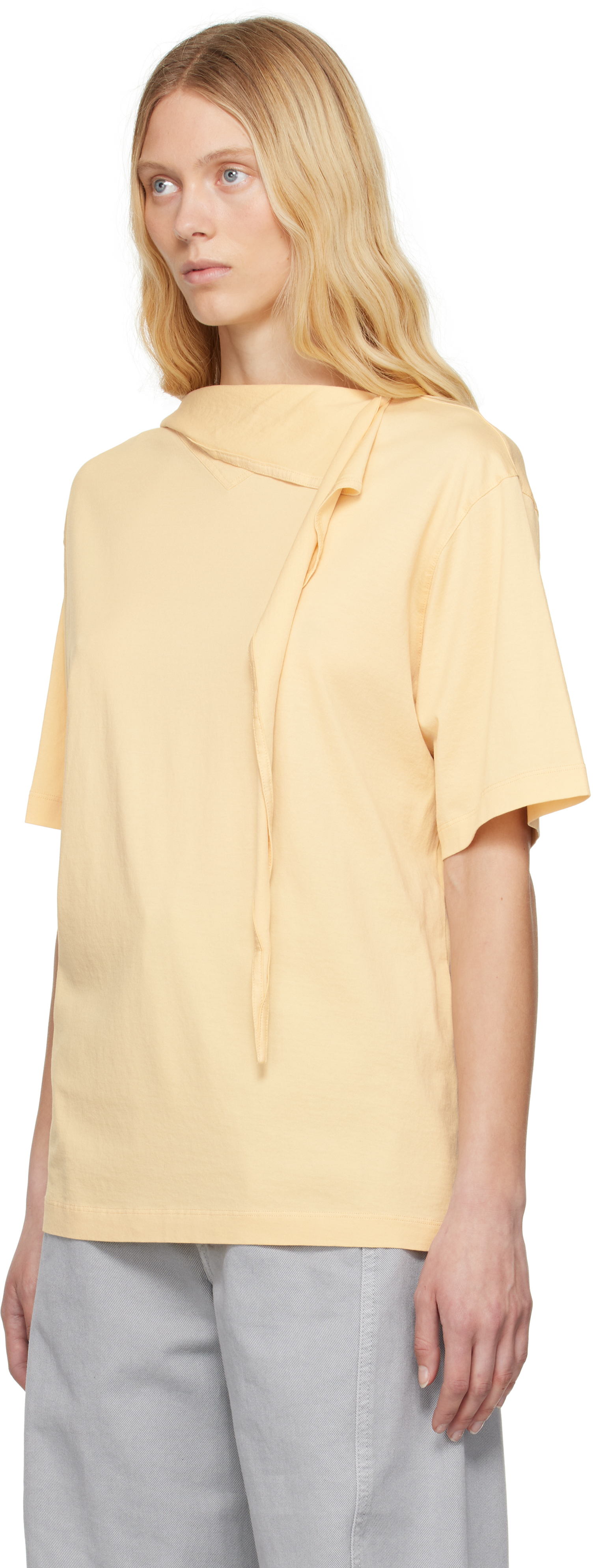 Lemaire Yellow Foulard T-shirt In Ye504 Ice Apricot