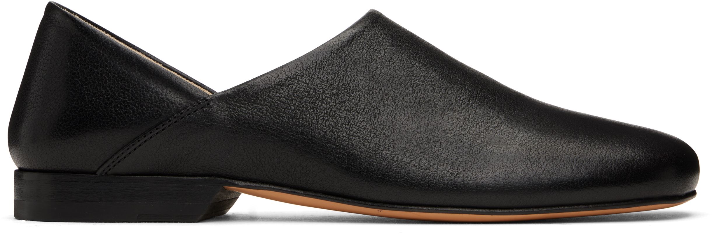 Black Leather Slippers