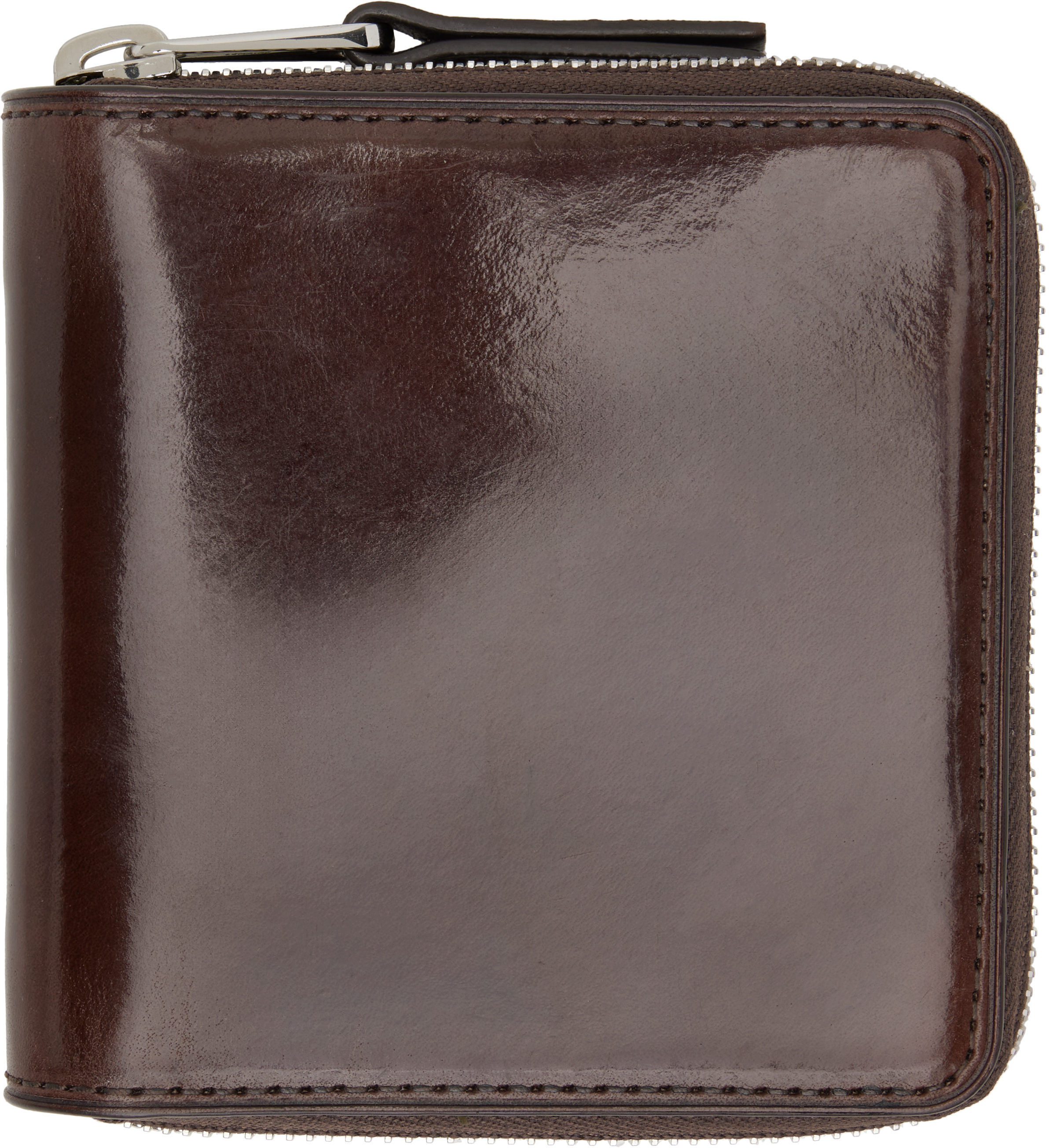 Lemaire Burgundy Patina Zip Compact Bi Fold Wallet In Br512 Ristretto