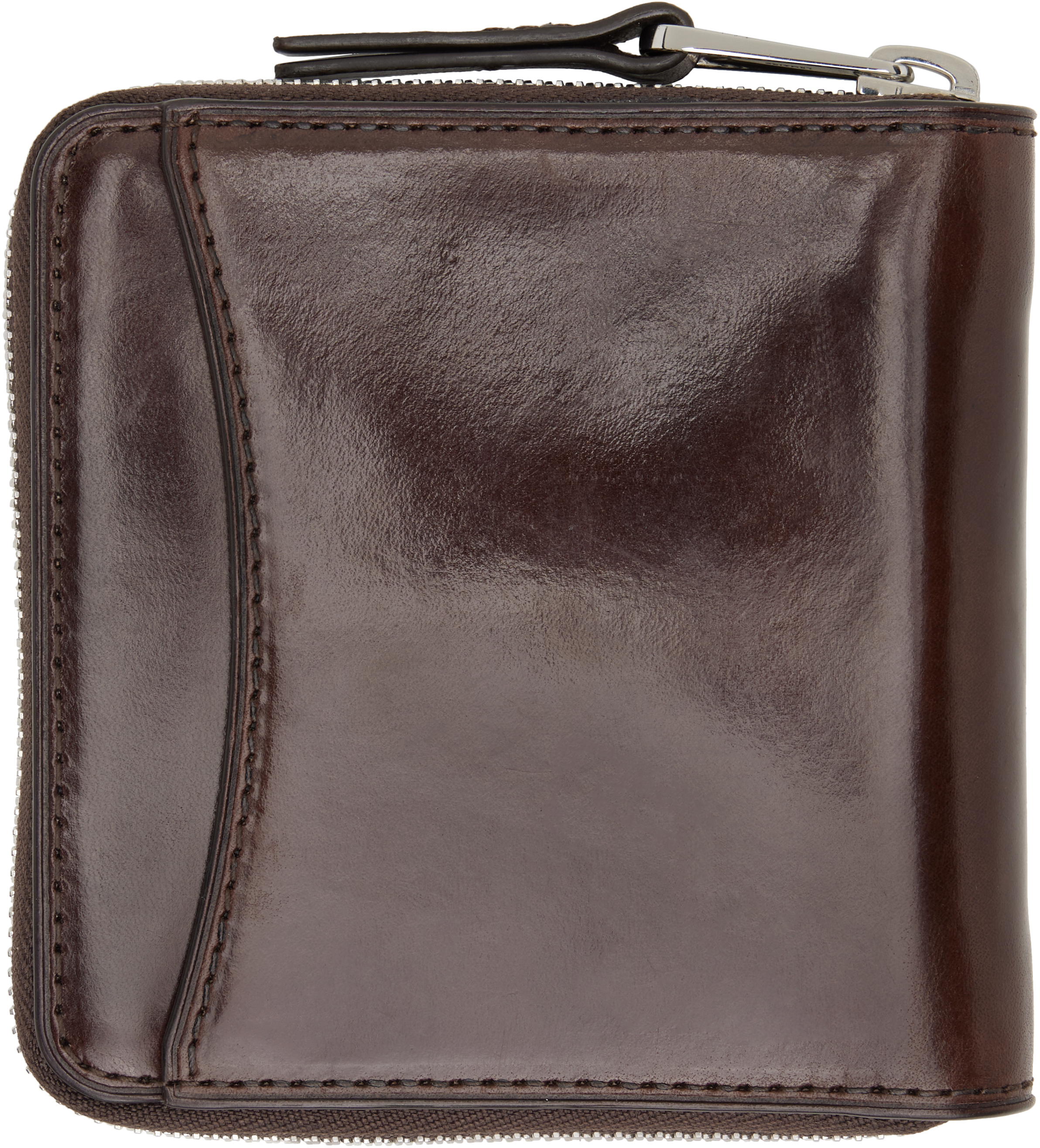 Lemaire Burgundy Patina Zip Compact Bi Fold Wallet In Br512 Ristretto
