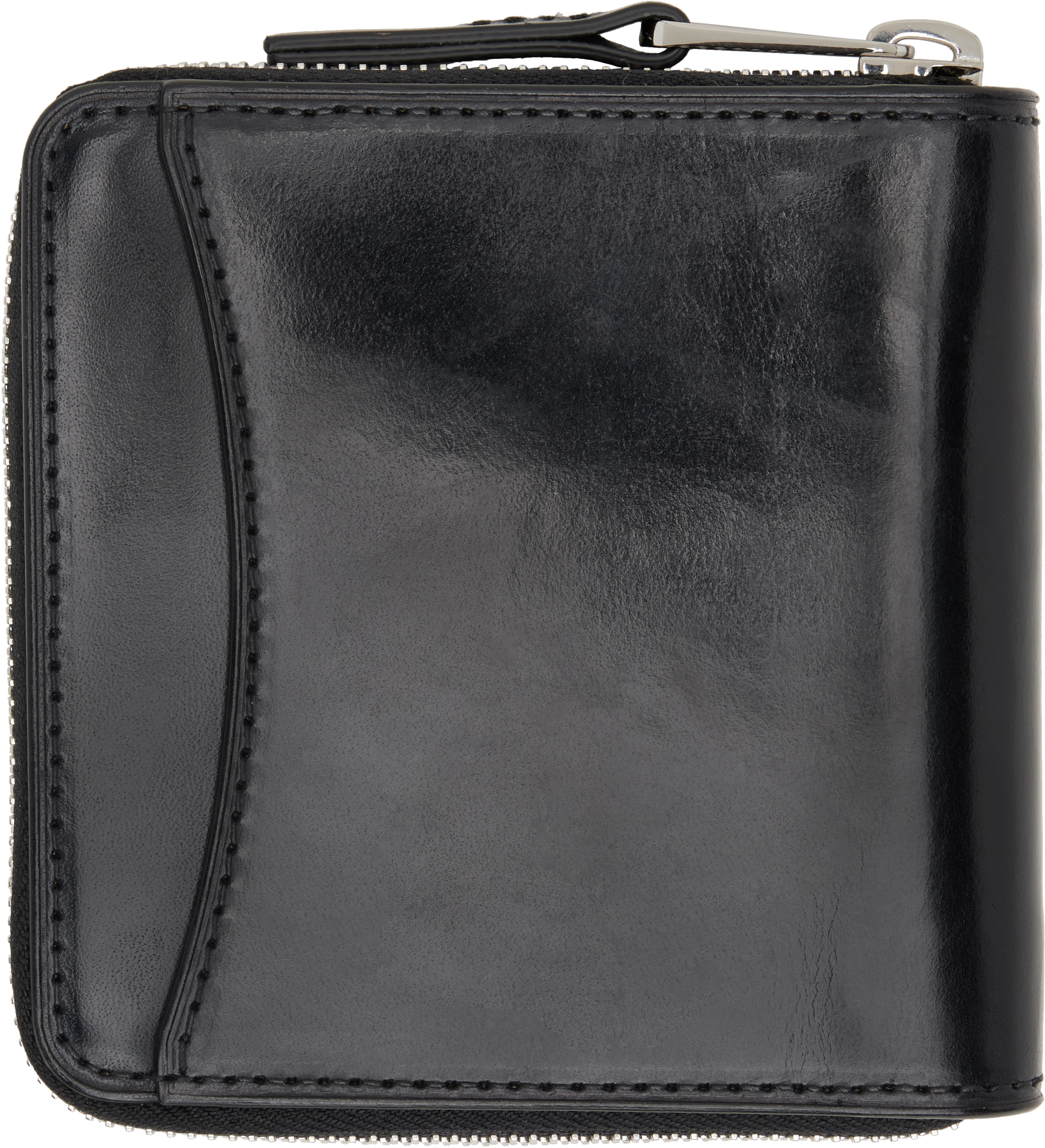 Lemaire Black Patina Zip Compact Bi Fold Wallet In Bk999 Black