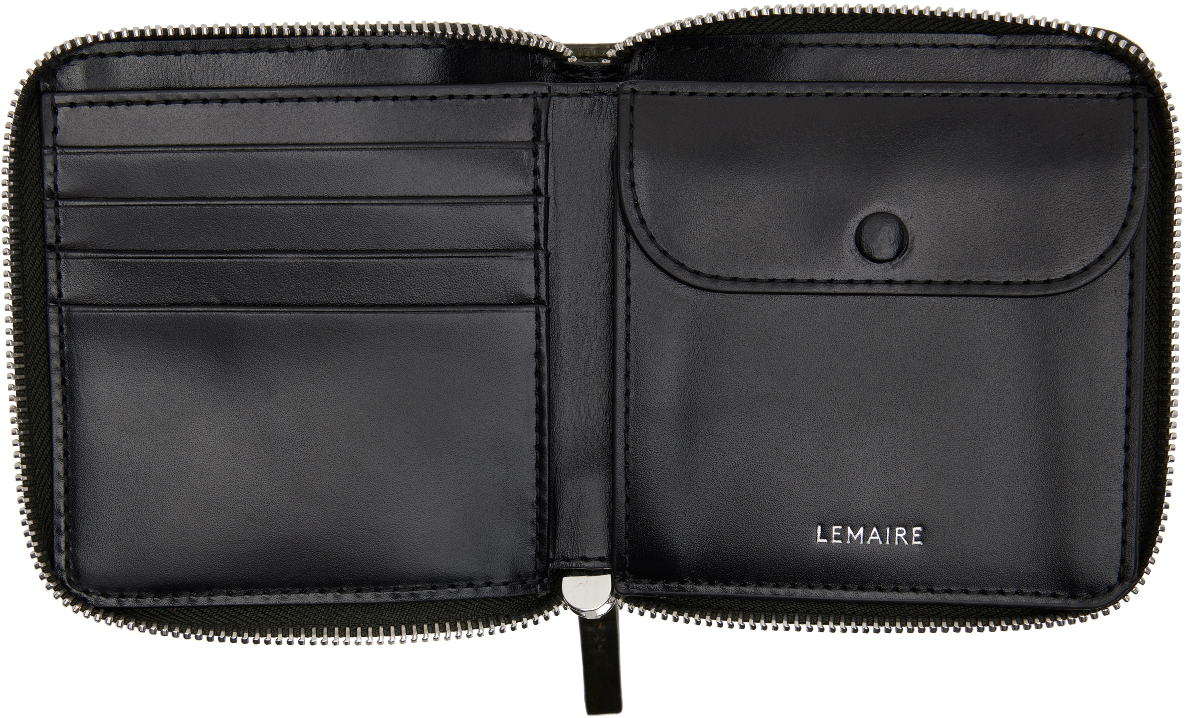 Lemaire Green Patina Zip Compact Bi Fold Wallet In Gr688 Peat Green
