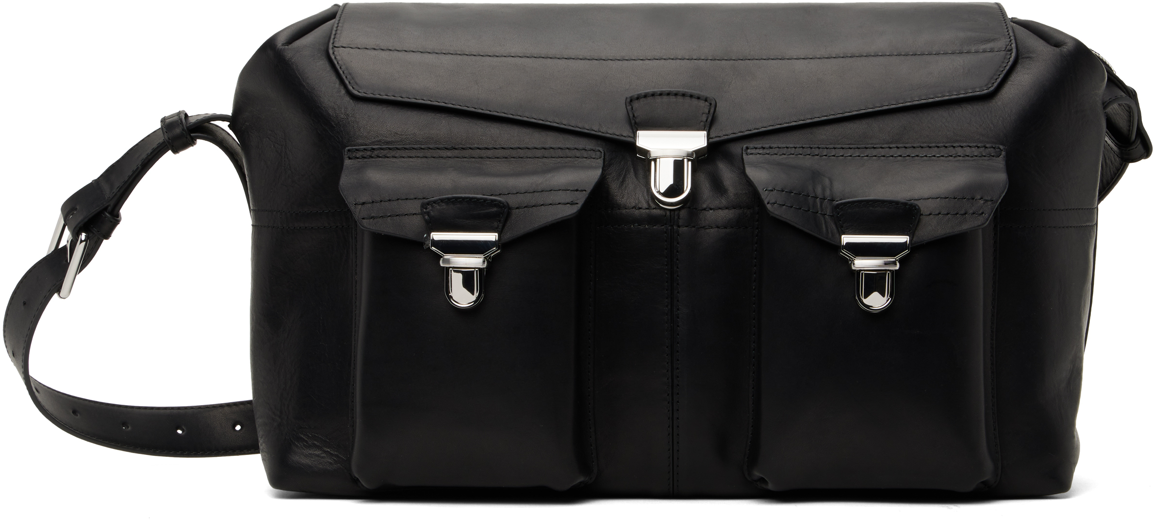 LEMAIRE ルメール 週末用ギアバッグ レザー ブラック ポケット LEMAIRE Gear バッグ M | ブラウン | FARFETCH JP