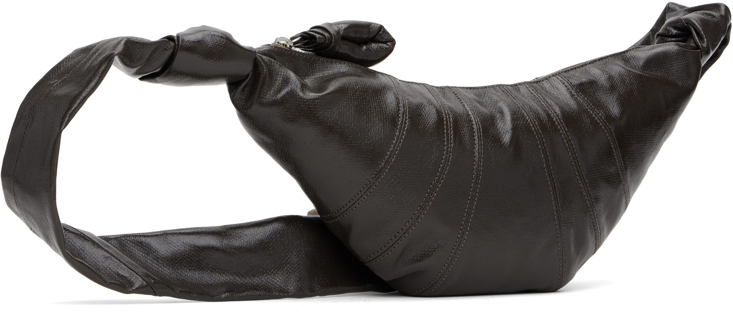 Lemaire Brown Medium Croissant Bag In Br501 Dark Tobacco