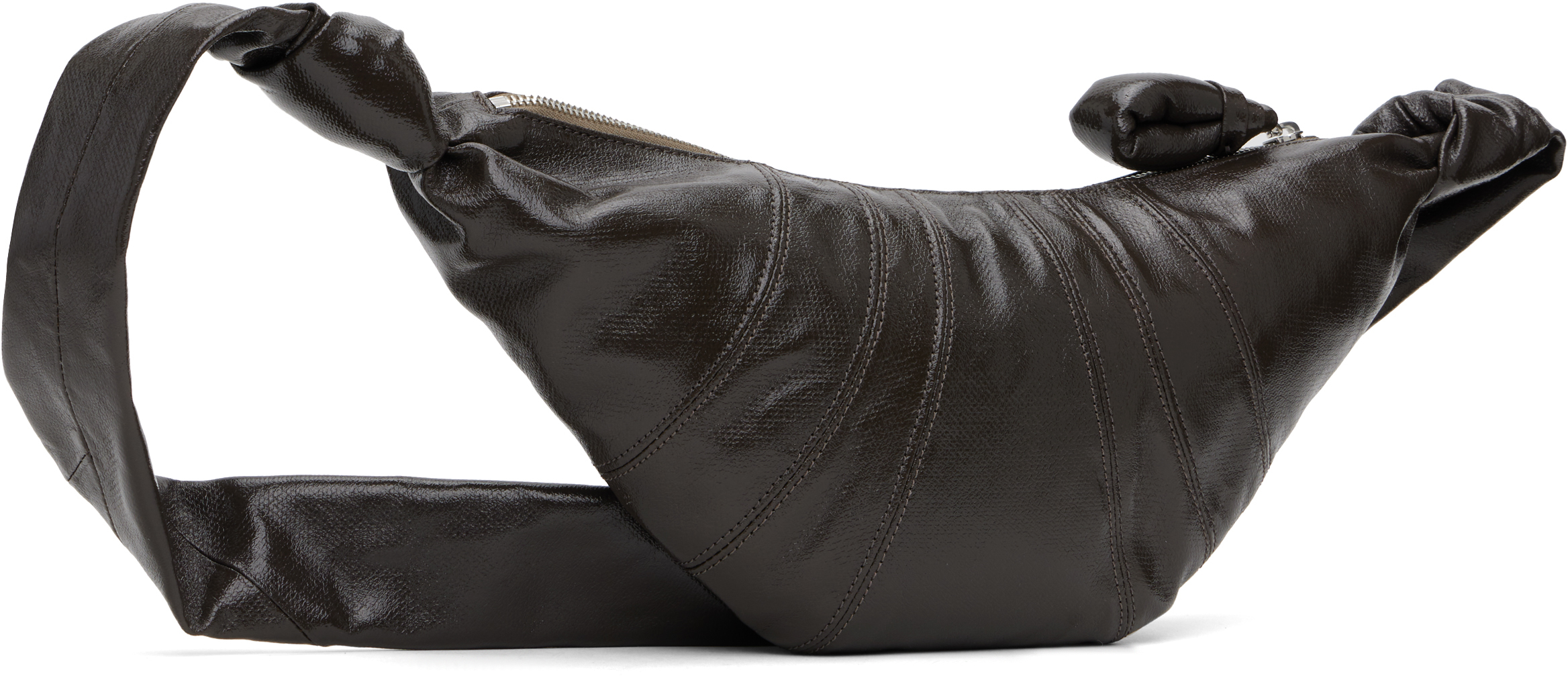 Lemaire Brown Medium Croissant Bag In Br501 Dark Tobacco