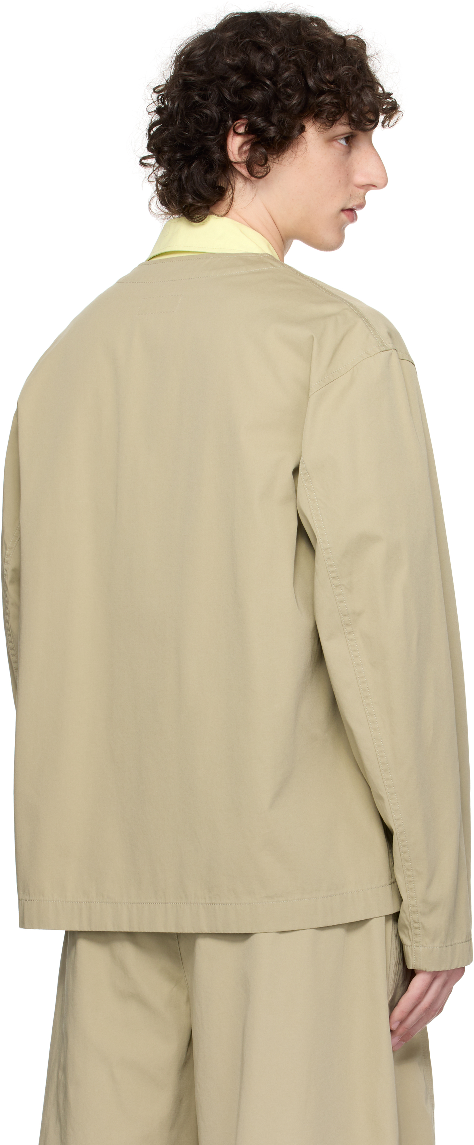 Lemaire Khaki Collarless Overshirt