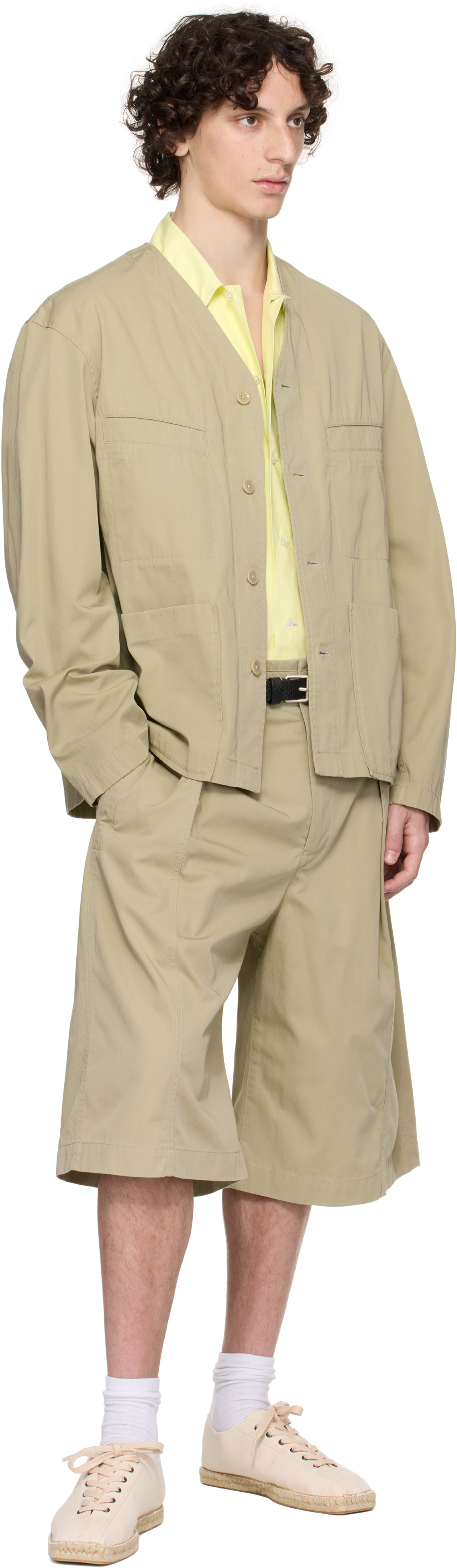 Lemaire Khaki Collarless Overshirt