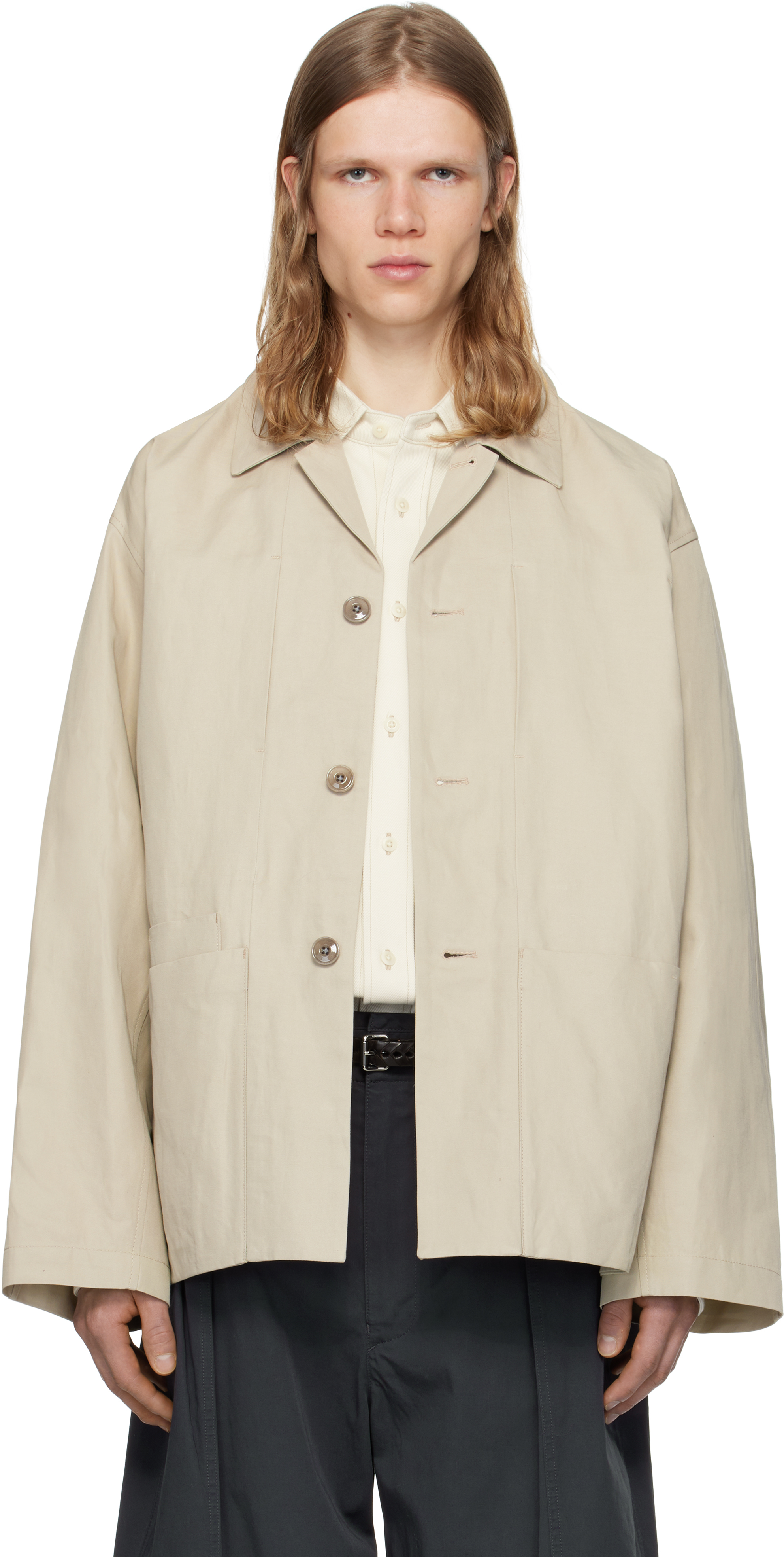 LEMAIRE: Beige Boxy SB Workwear Jacket | SSENSE