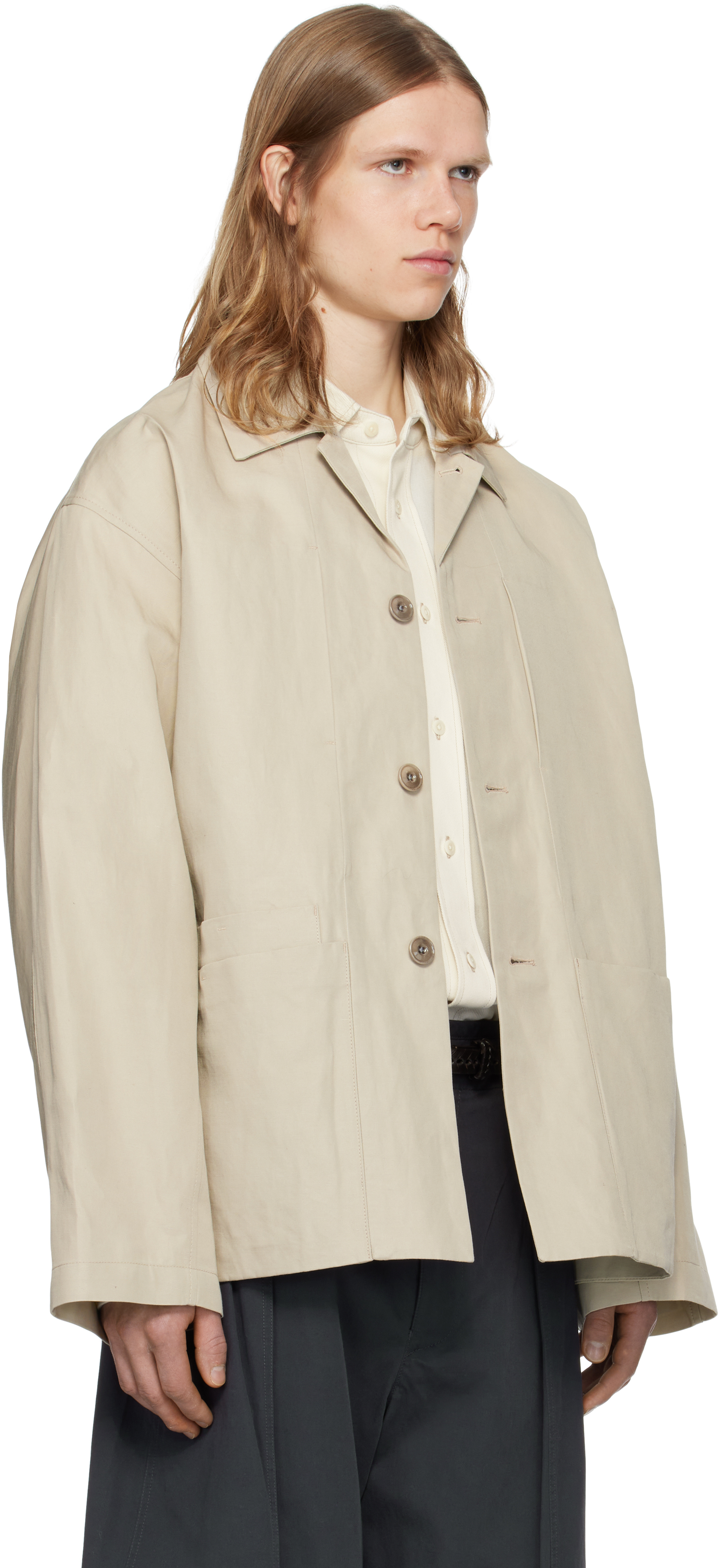 Lemaire Beige Boxy Sb Workwear Jacket In Bg200 Mastic