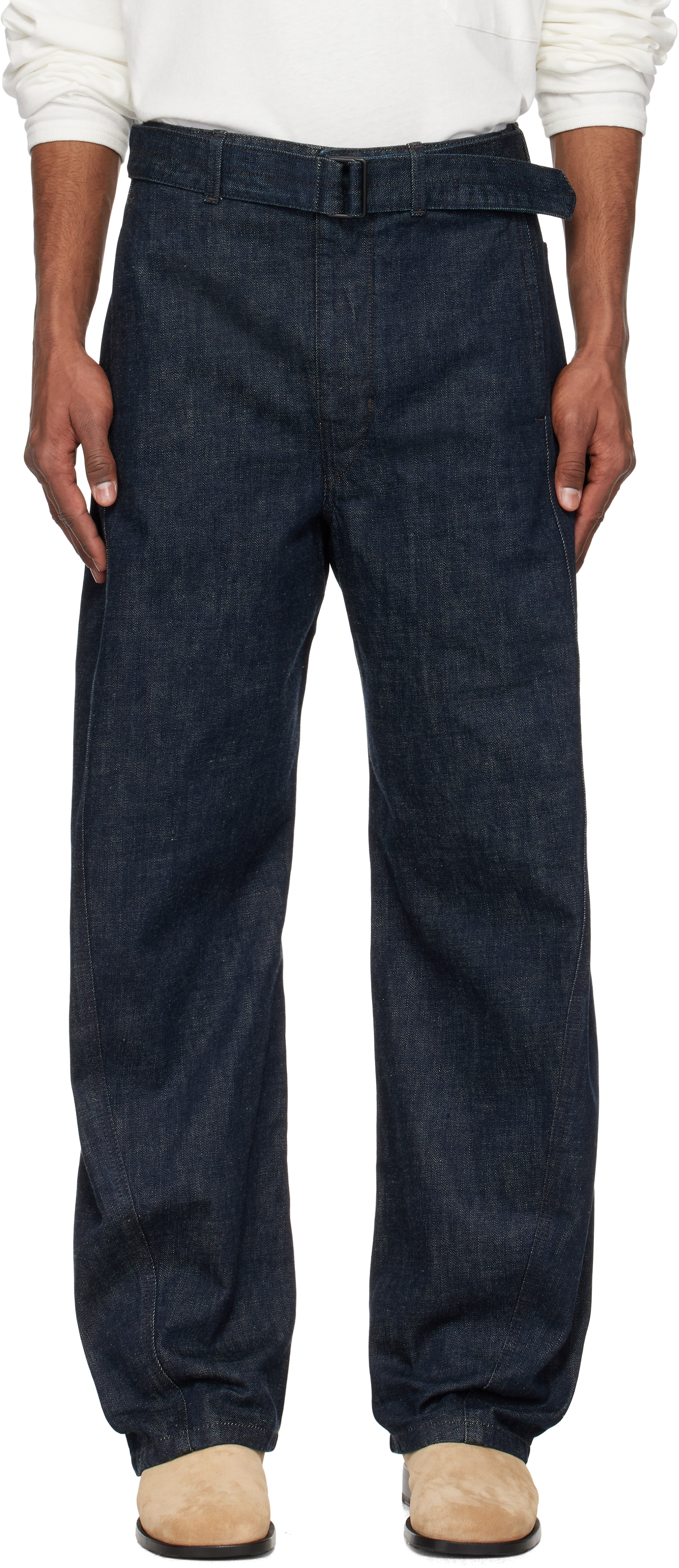 Lemaire Twisted Belted Pants | Denim Indigo | Canoe Club