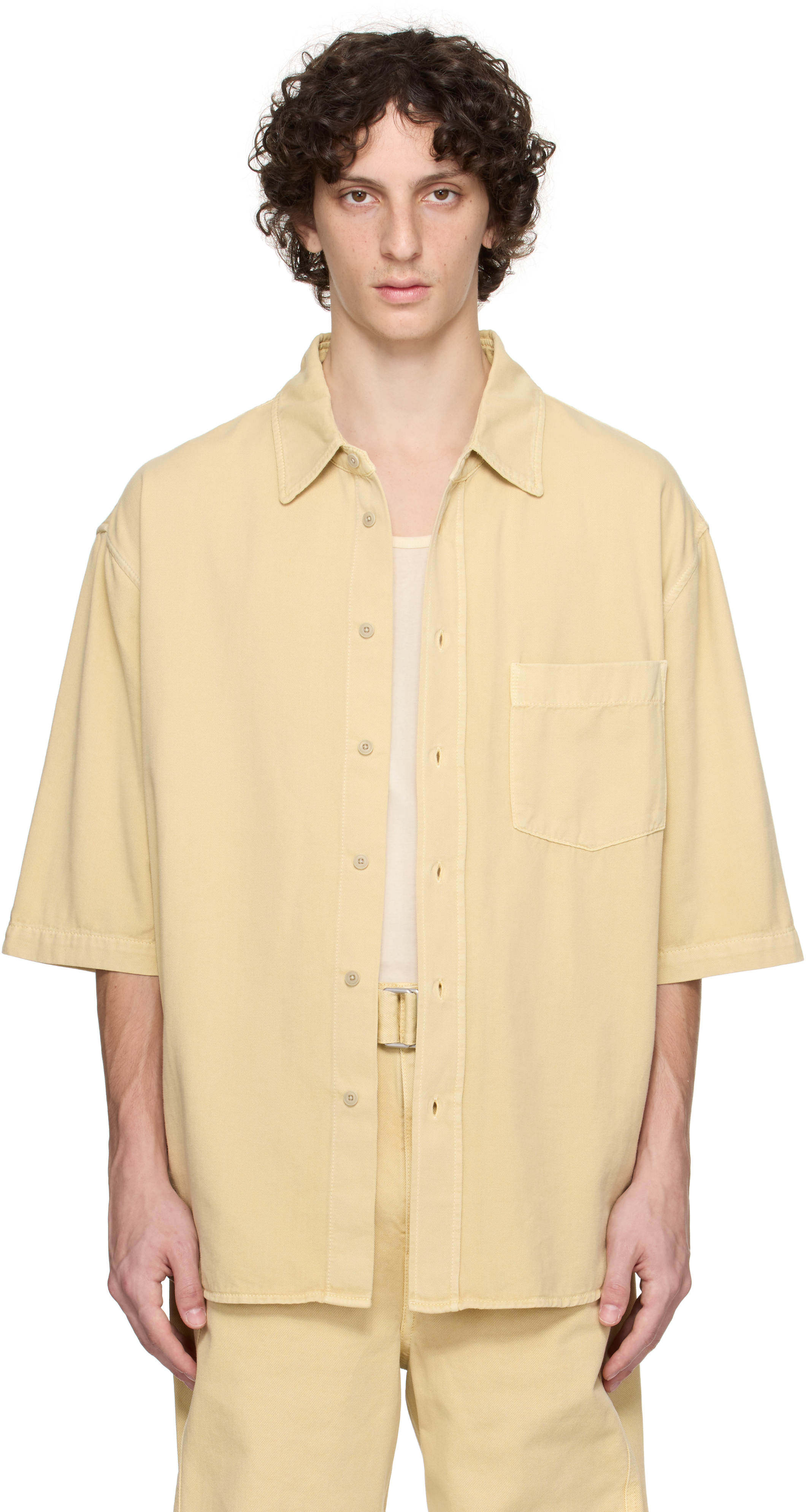 Beige S/S Denim Shirt
