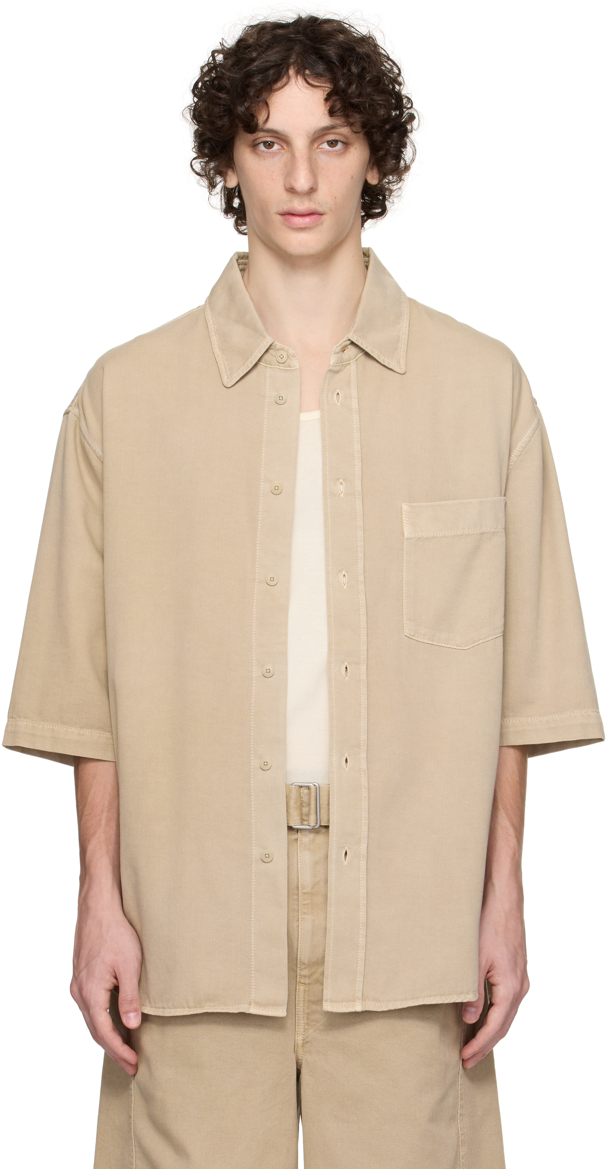 Taupe S/S Denim Shirt