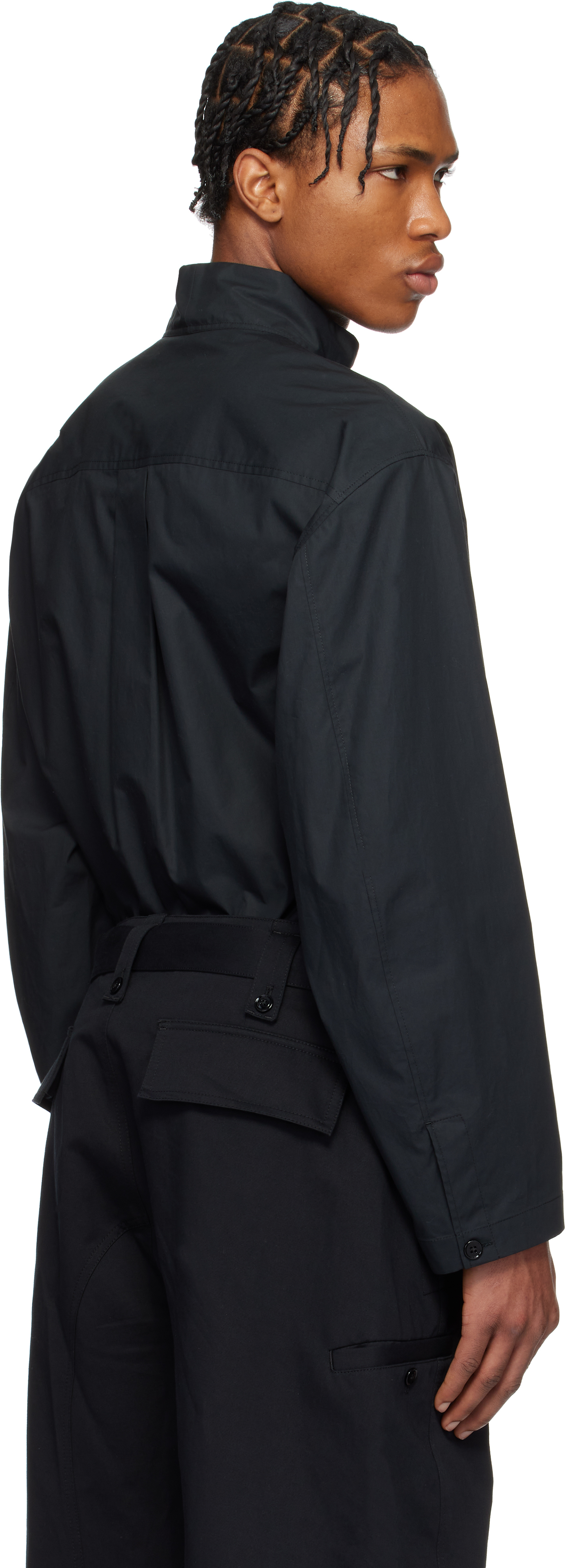 Lemaire Black Vareuse Shirt In Bk995 Jet Black