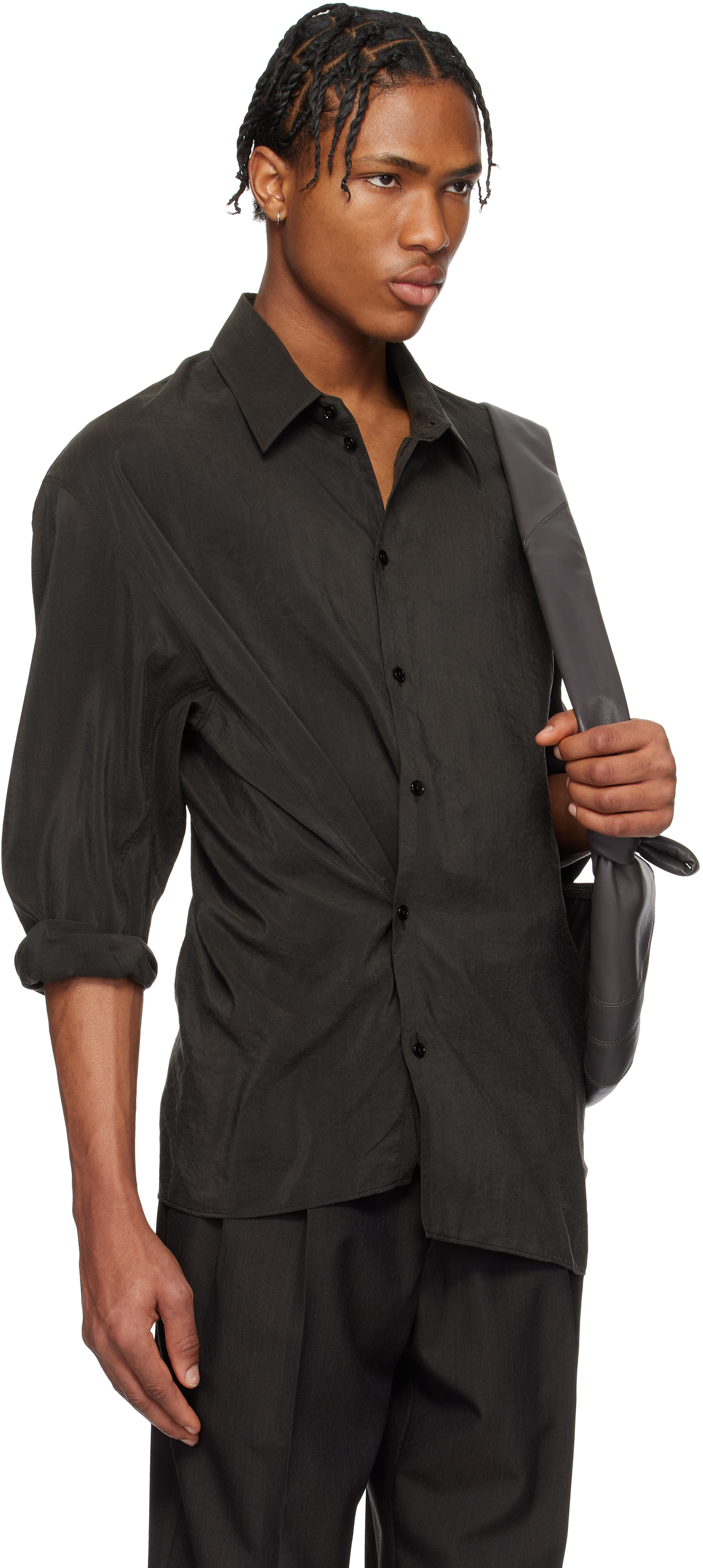 Lemaire Brown Twisted Shirt In Br507 Dark Espresso
