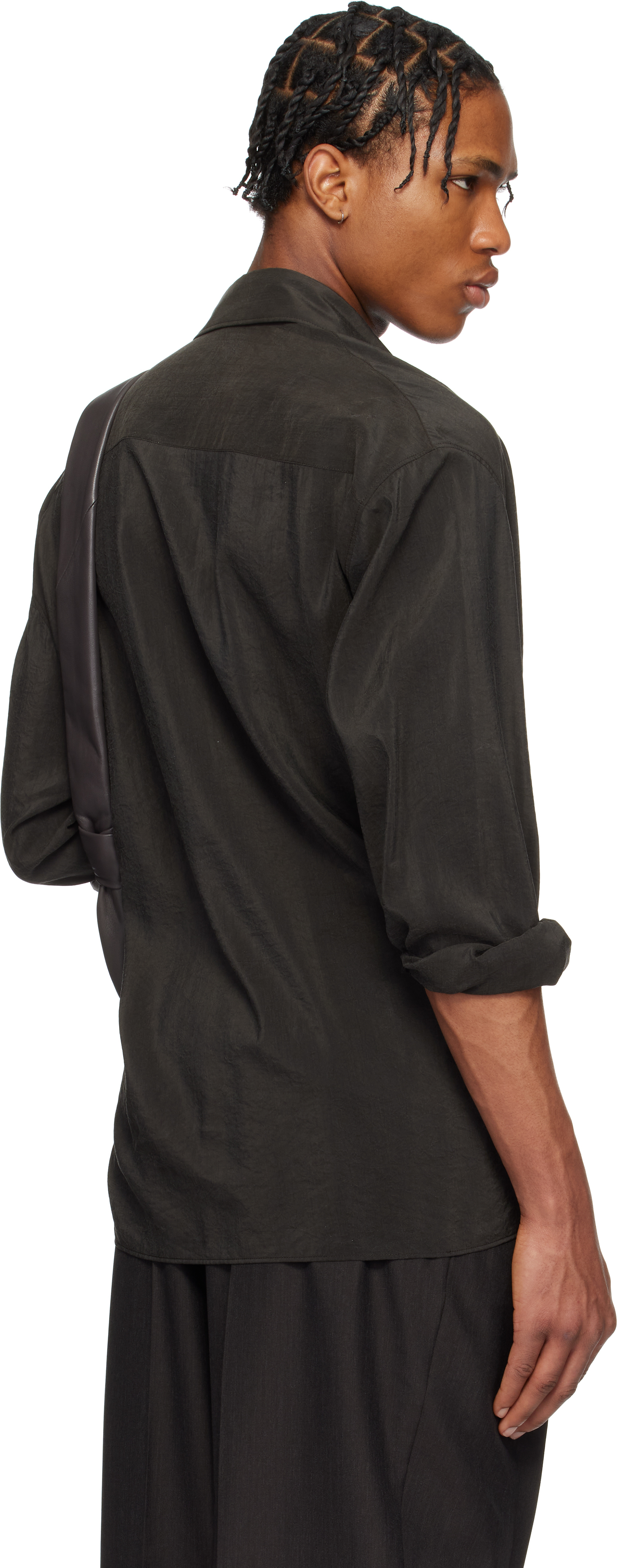 Lemaire Brown Twisted Shirt In Br507 Dark Espresso